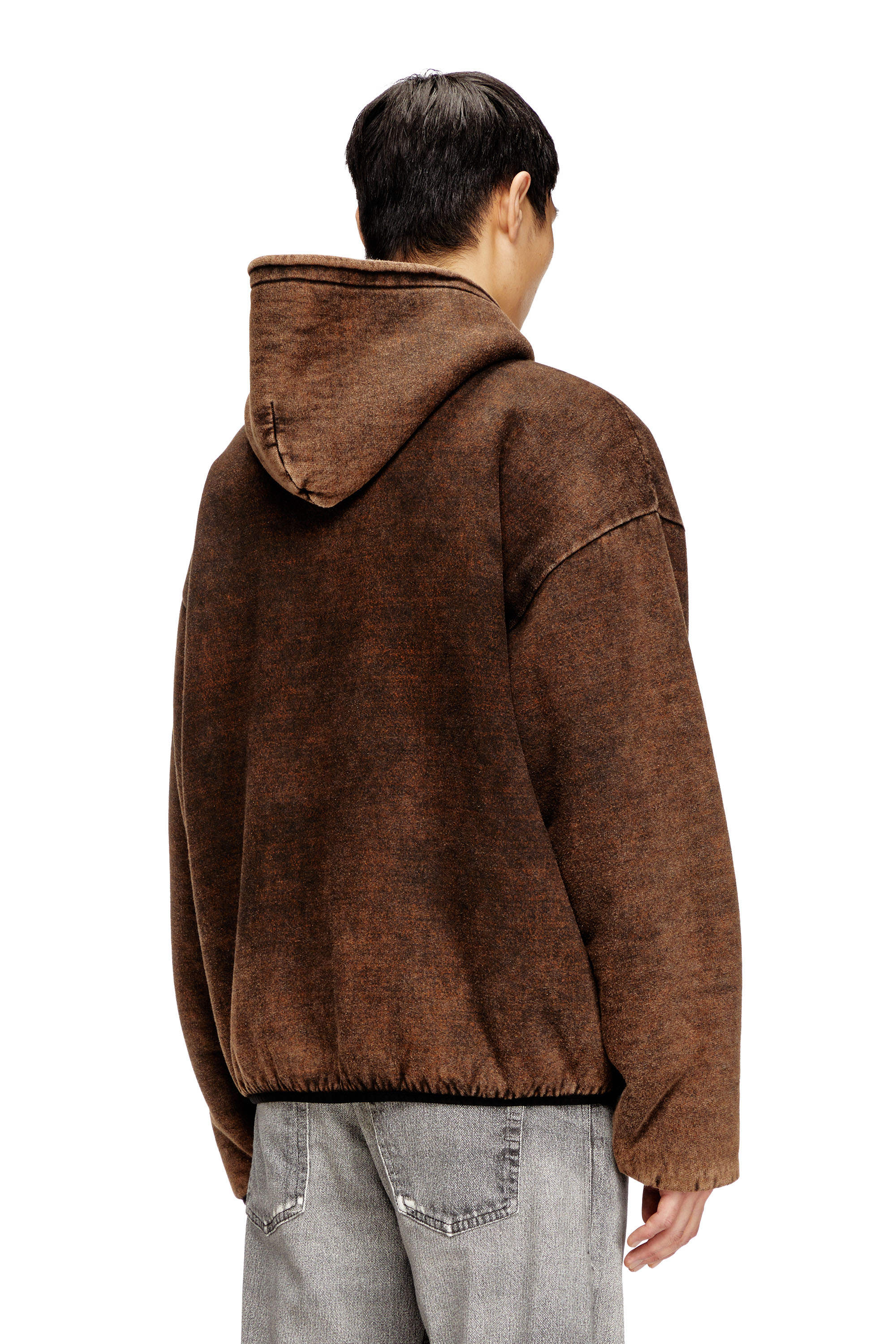Diesel - S-BRYAN, Man's Reversible hooded zip-up jacket in Brown - 4