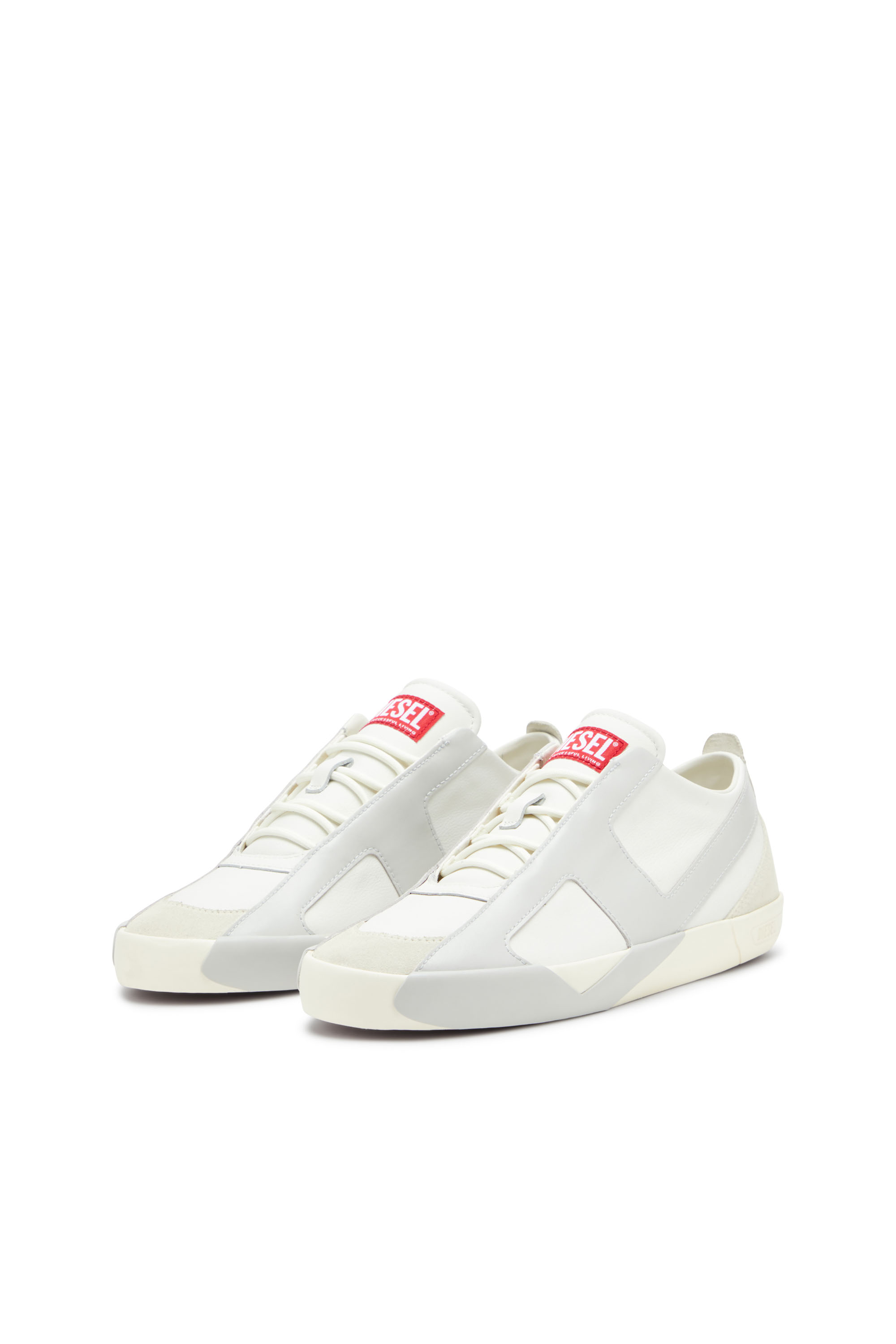 Diesel - S-SLANTE-D LOW, Man's S-Slante-D-Sneakers in suede and leather with D logo in White/Grey - 9