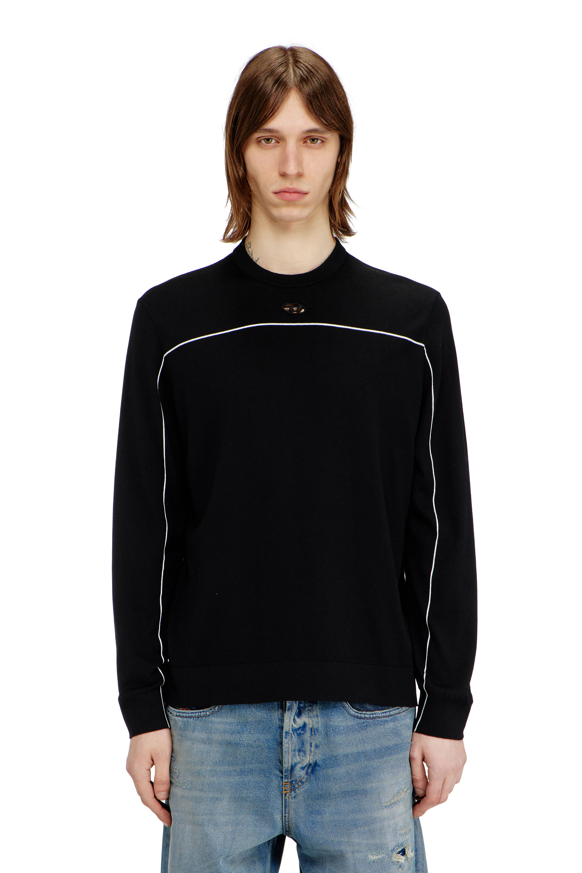 Diesel - K-VERENE, Man's Jumper in silk blend with piping in null - 1