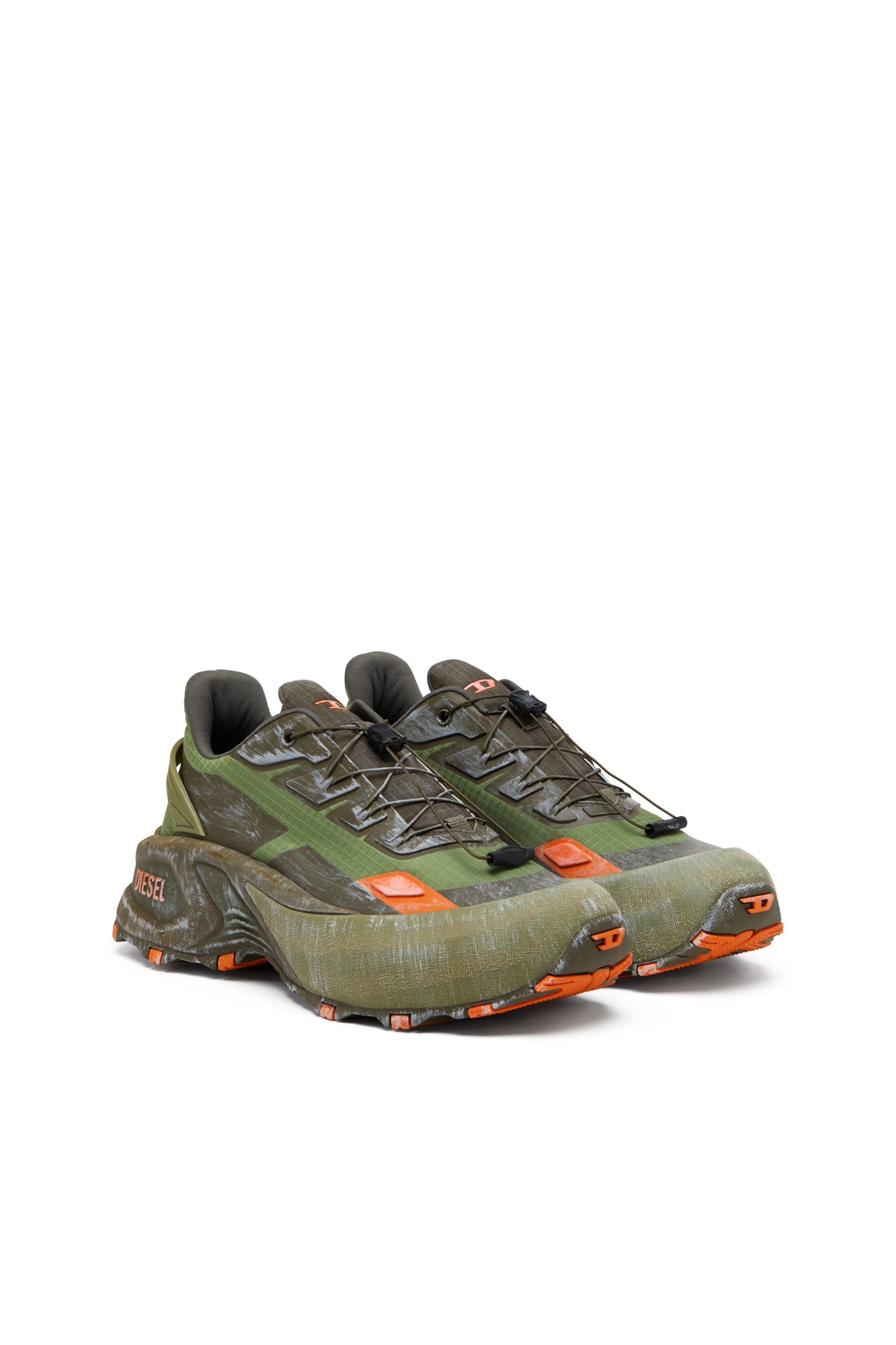 Diesel - D-CAGE RUNNER, Man's Cage sneaker in Green/Orange - 2