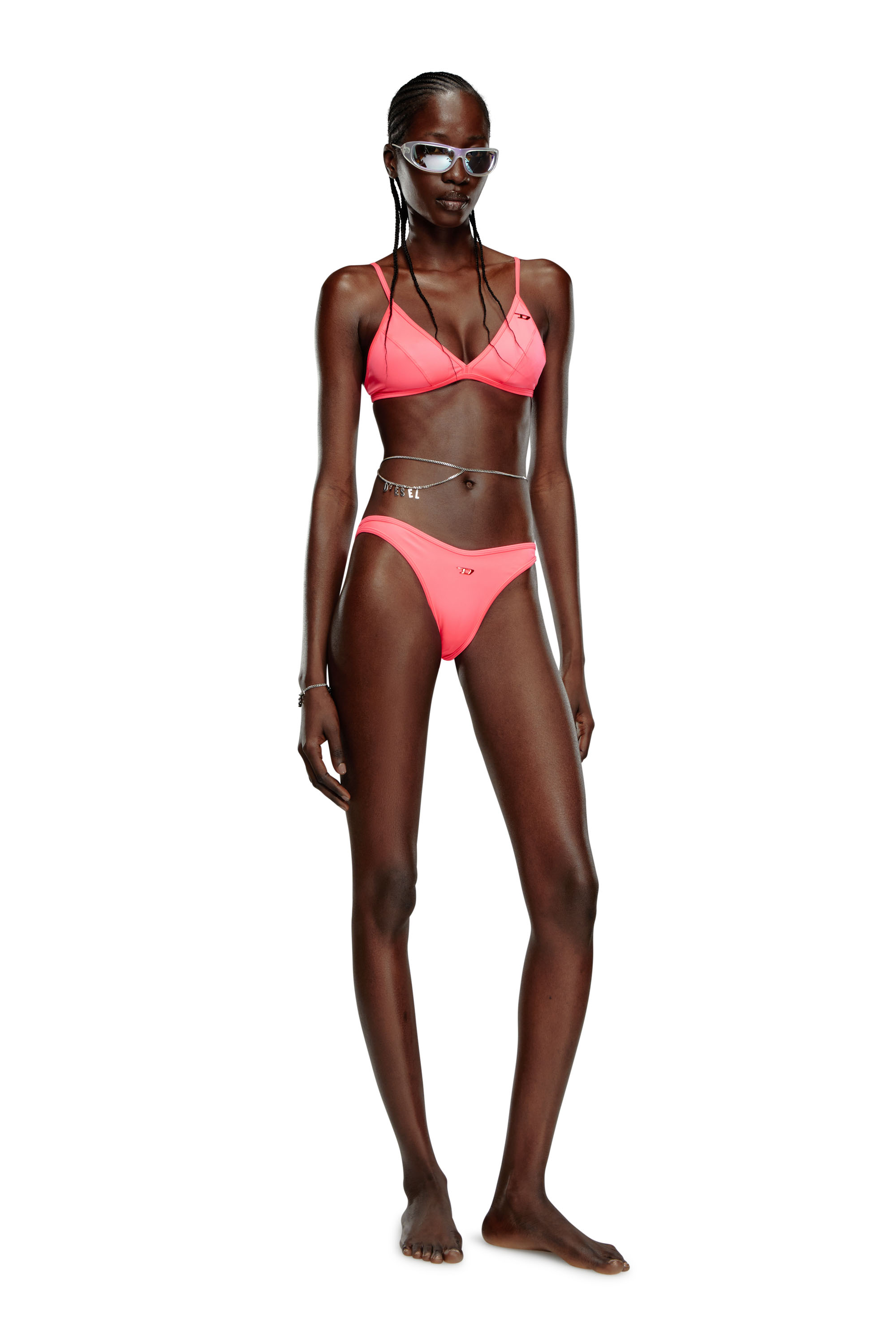 Diesel - BFPN-PUNCHY-X, Woman Neon bikini bottoms with D logo in Pink - Image 1
