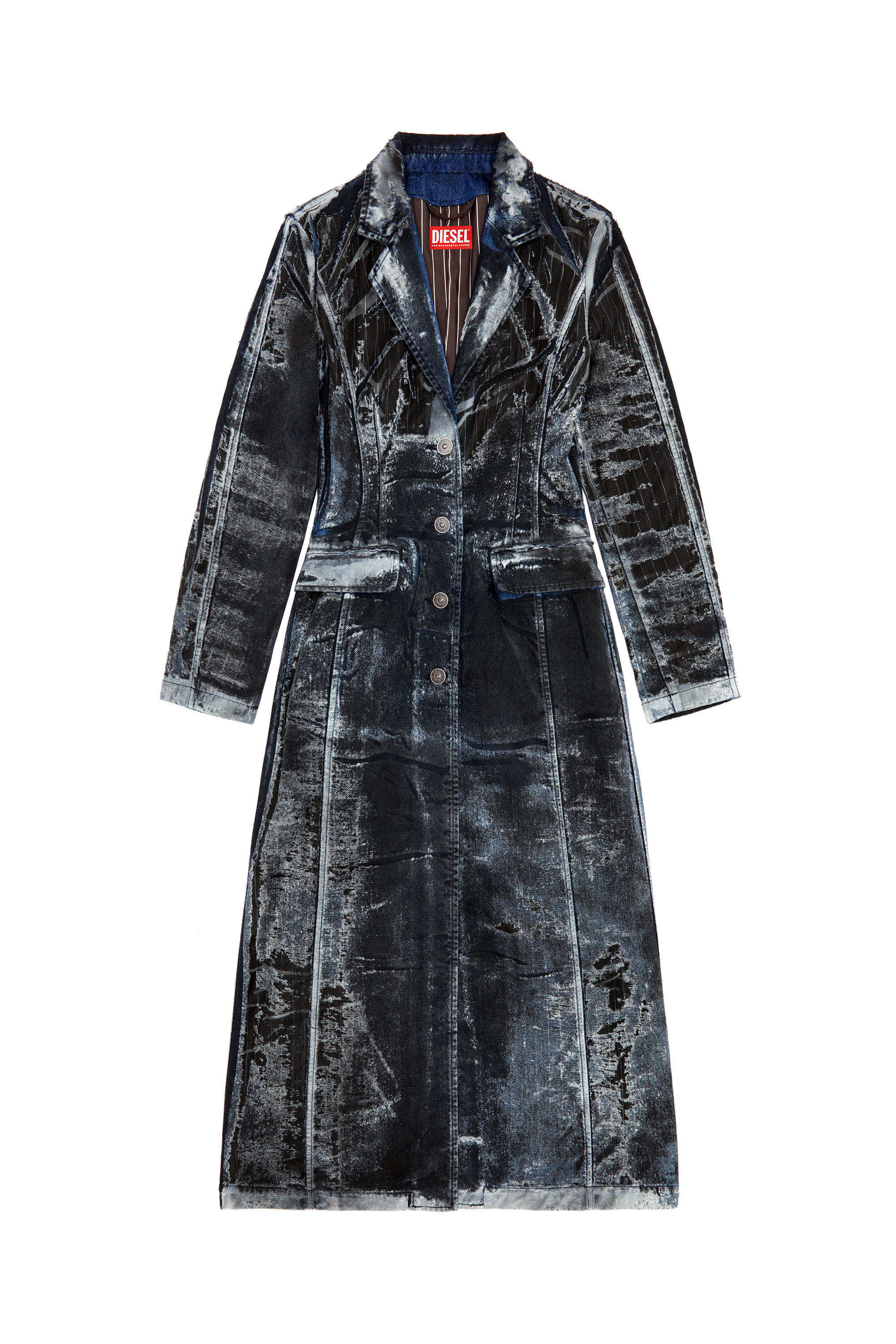 Diesel - DE-PIA-FSE, Woman Coat in pinstriped devoré denim in Multicolor - Image 5