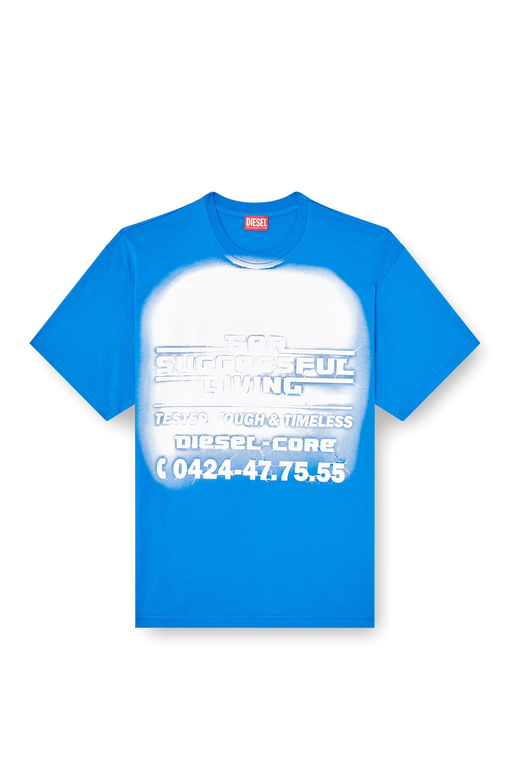 Diesel - T-BOXT-R15, Man's T-shirt with blowout logo graphic in Blue - 3