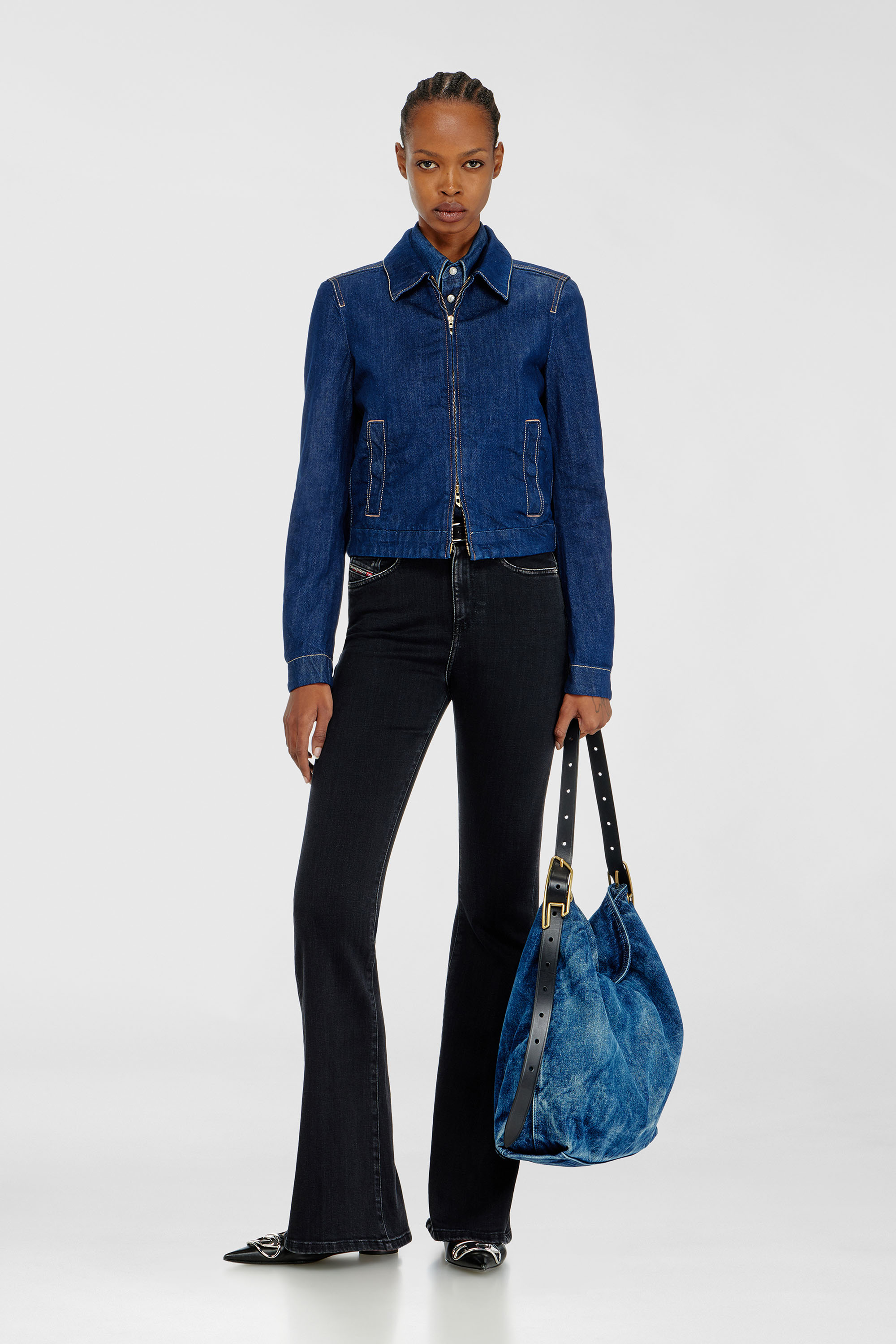 Diesel - DE-CORB, Woman's Coach jacket in rinse denim in Dark Blue - 1
