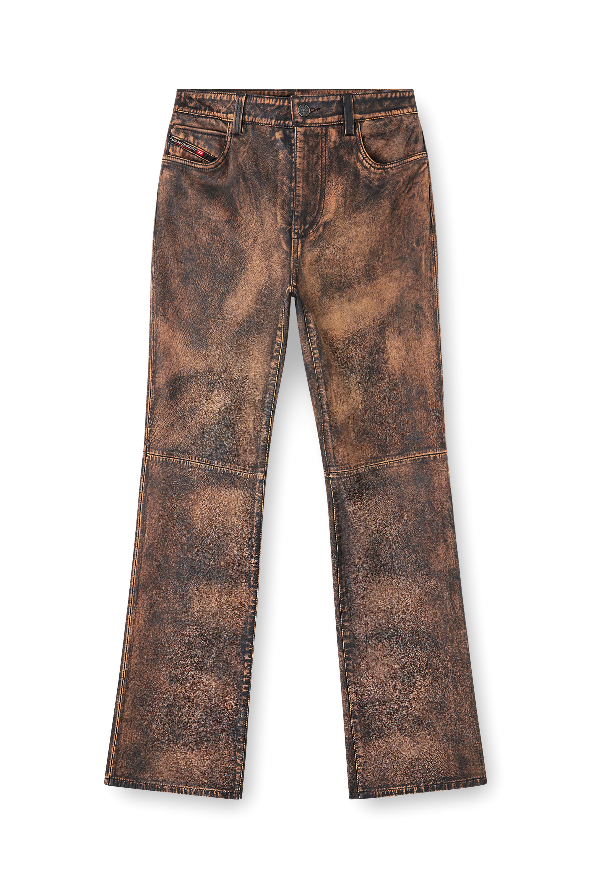 Diesel - L-YSA, Woman's Jean-cut distressed leather pants in null - 3