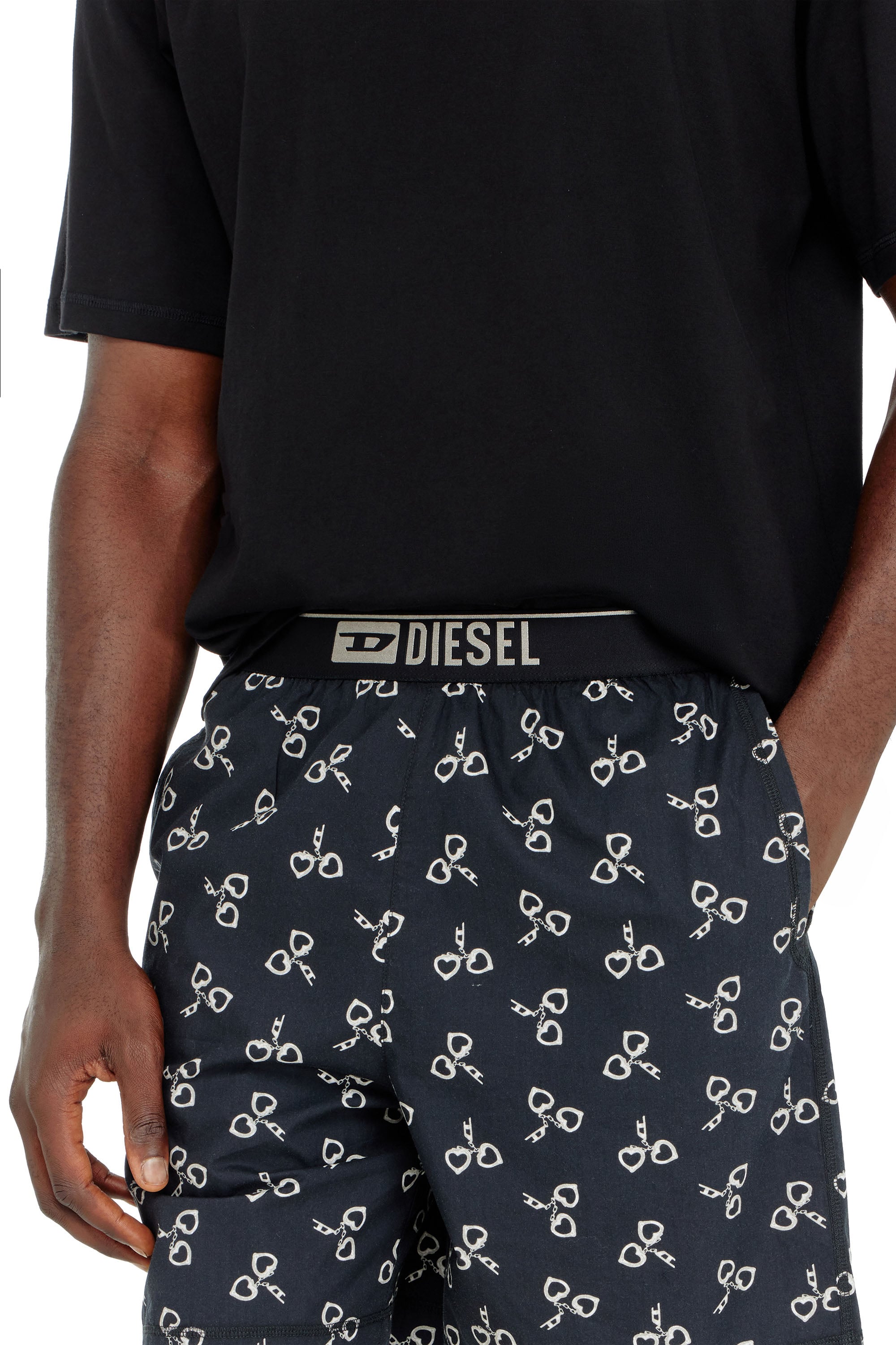Diesel - KIT-JAMES-D-BOX, Man's Cotton pyjama set with handcuff print in Black/White - 3