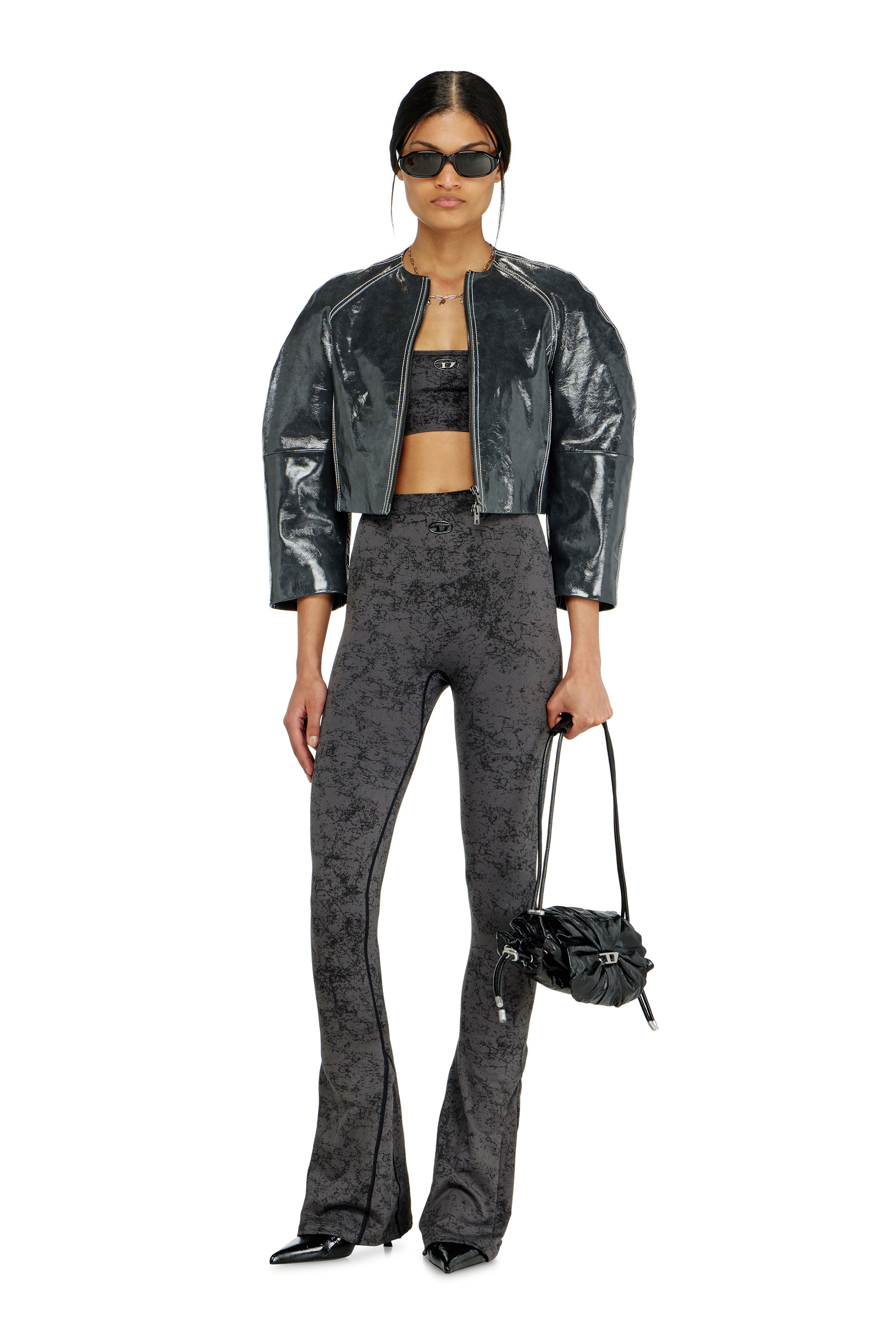 Diesel - HELLA-UTLT, Woman's Sports bra with utilitarian print in Dark grey - 5