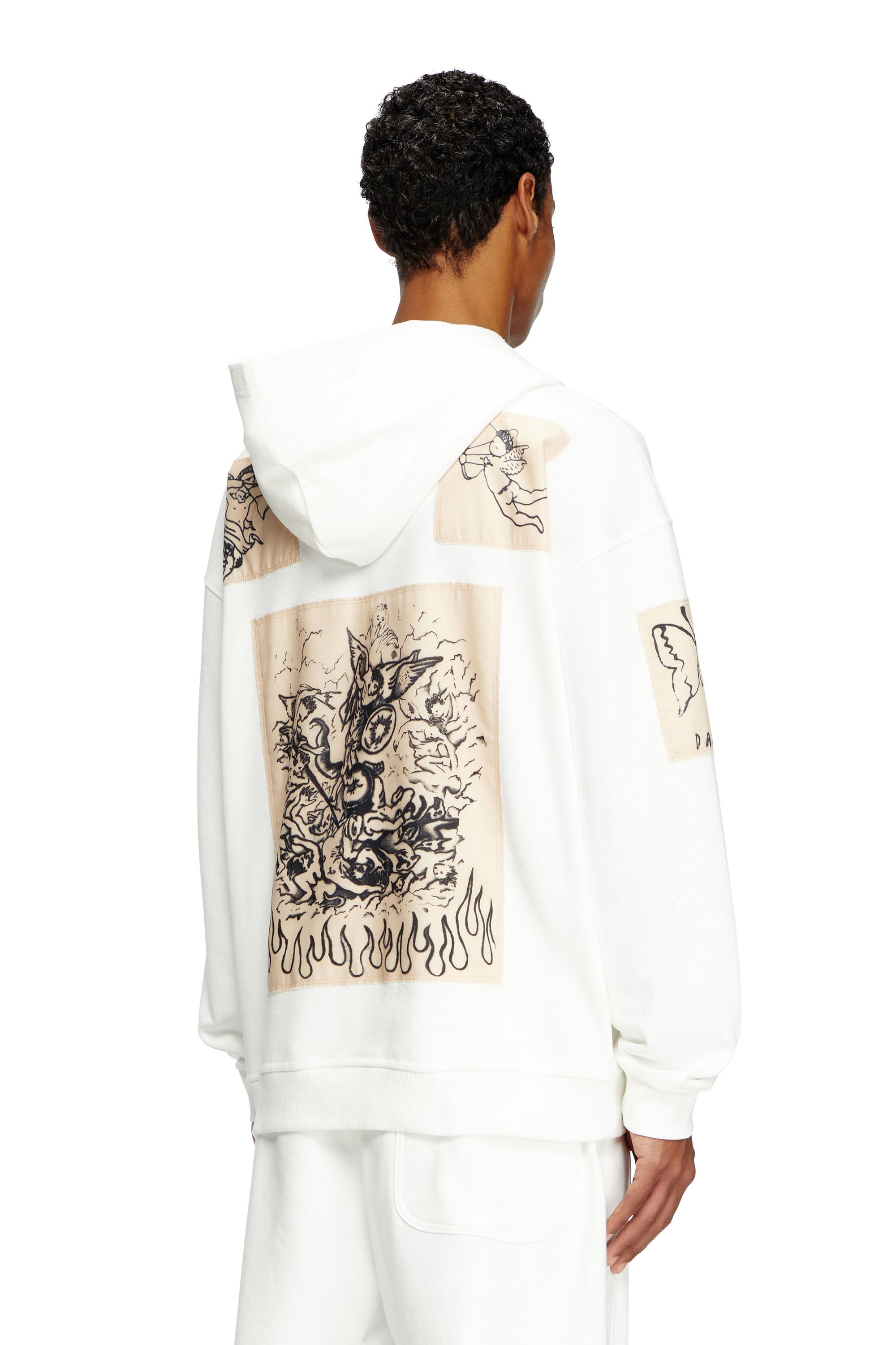 Diesel - S-BOXT-HOOD-DD, Unisex's Hoodie with tattoo patches in White - 3