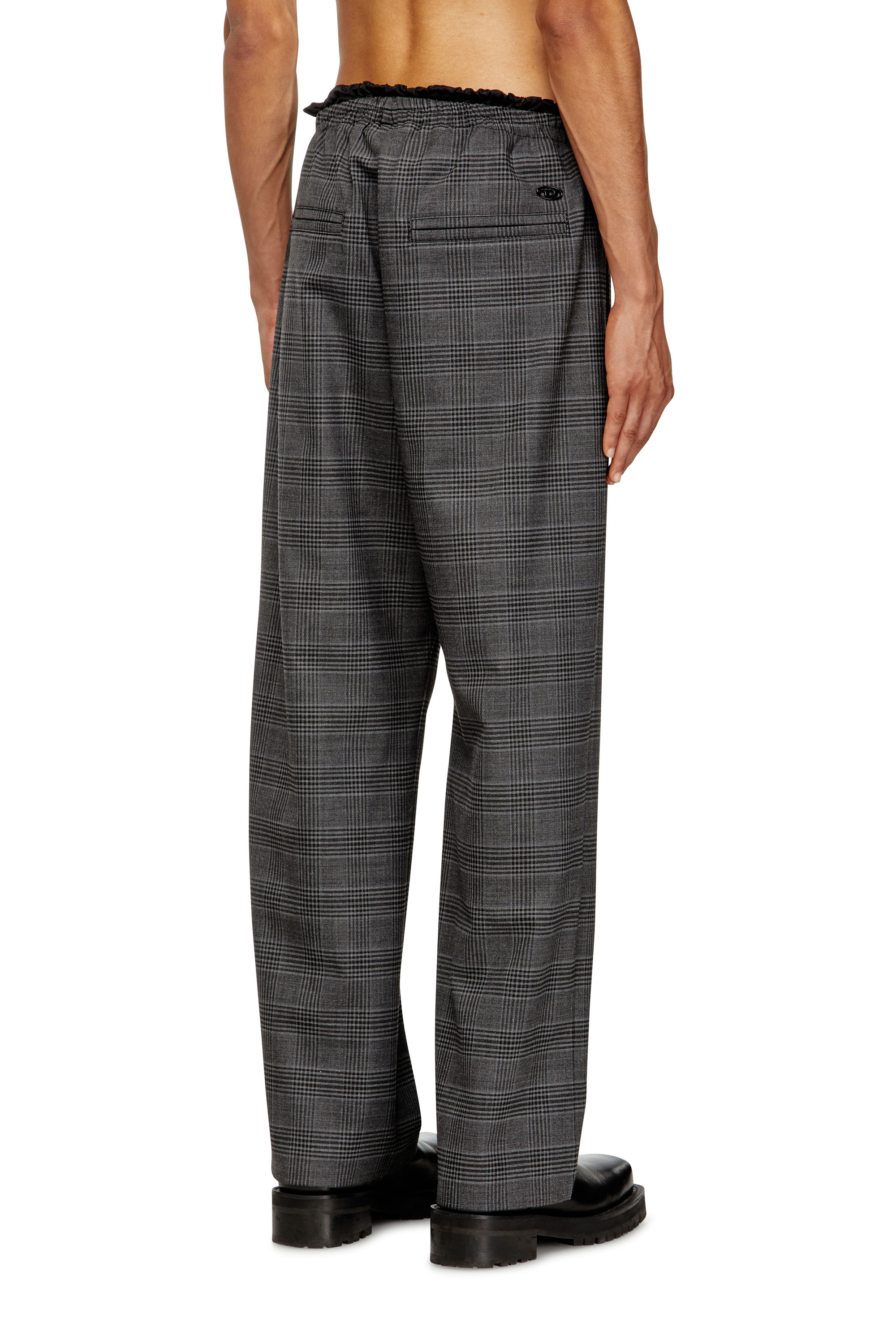 P-TILSON, Black/Grey Diesel - P-TILSON, Man's Wool pants with a drawstring waist in Black/Grey - 4