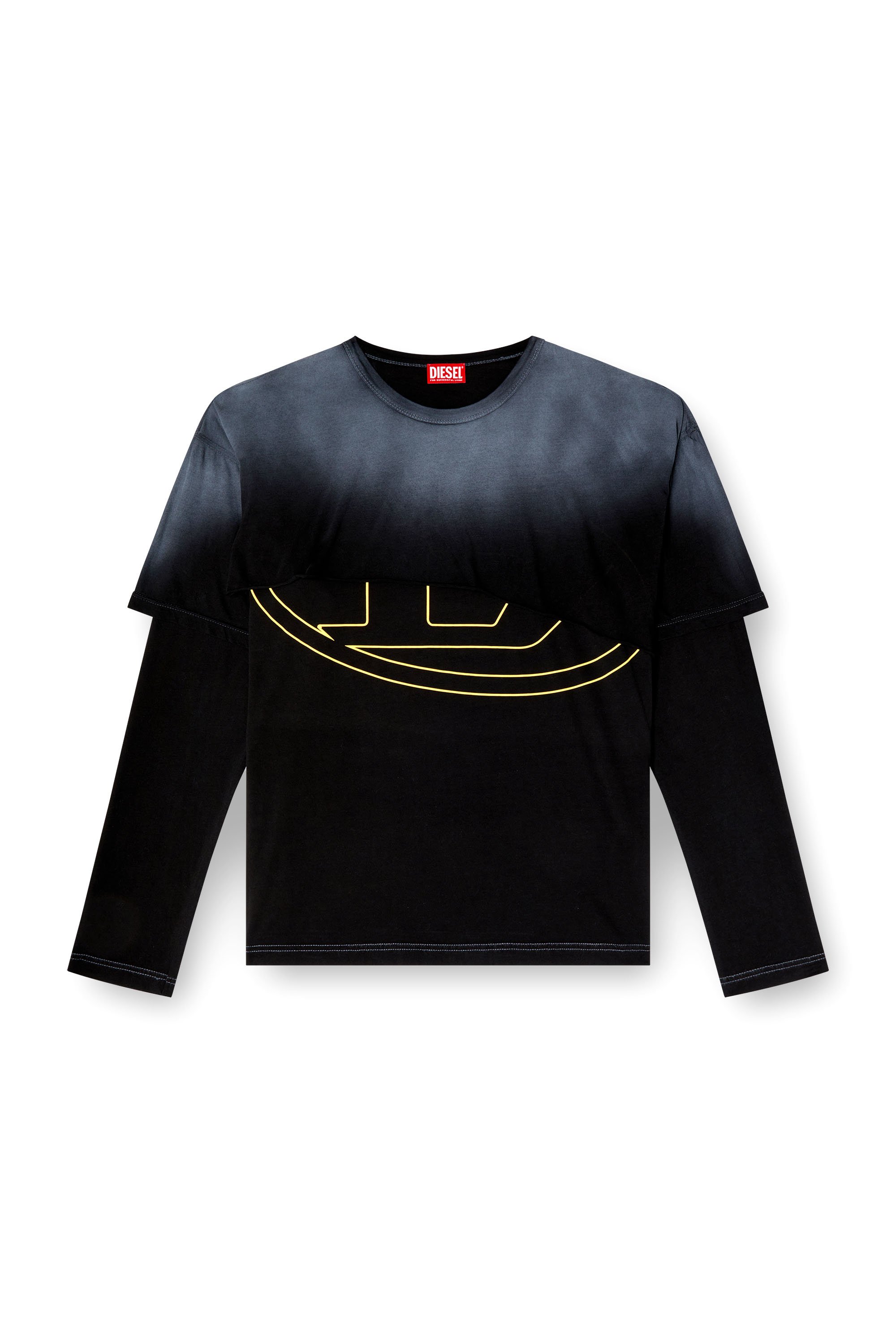 Diesel - T-BESH-CUT, Man's Destroyed layered long-sleeve T-shirt in Black - 3