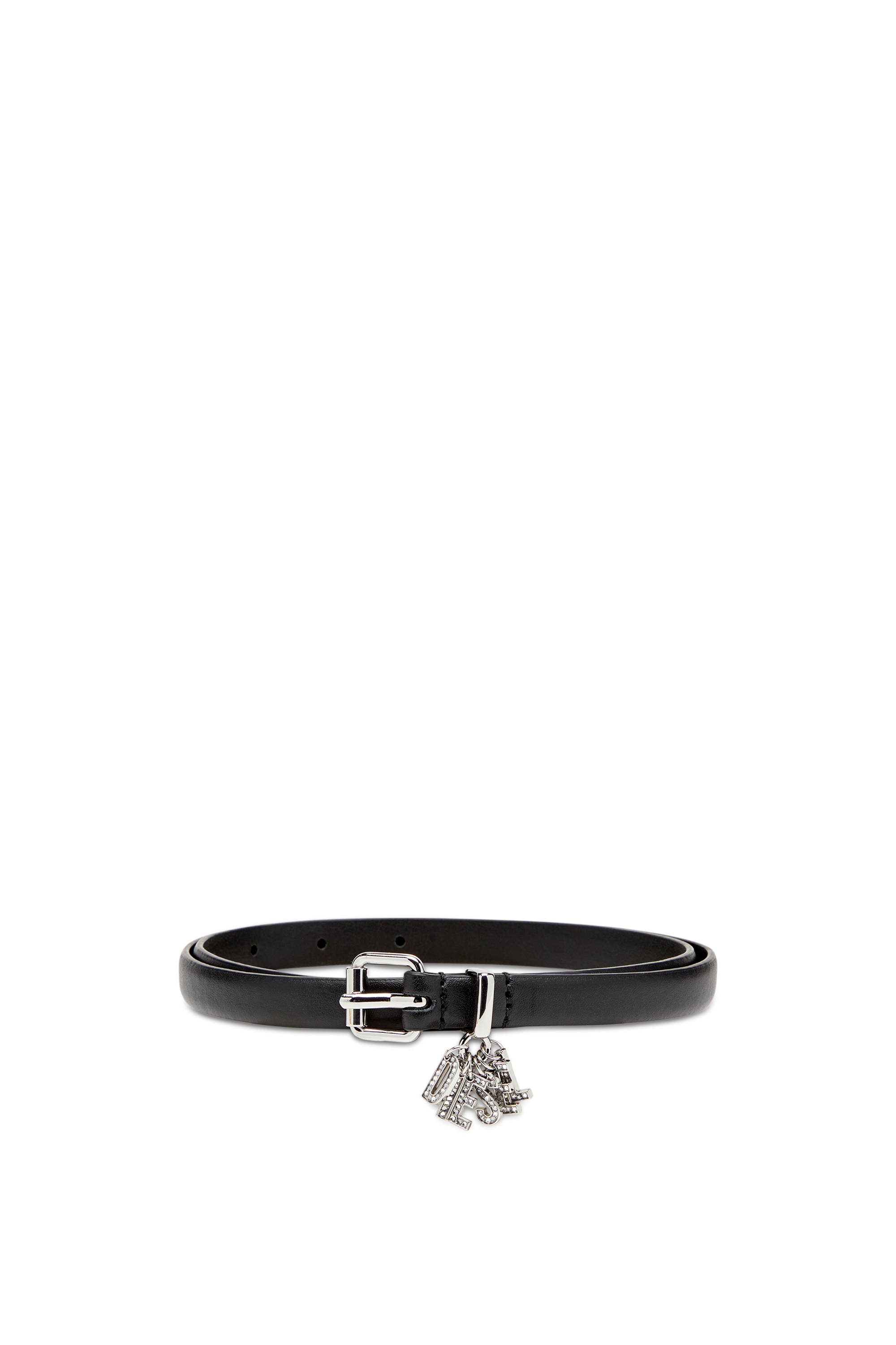 Diesel - B-CHARM-LOOP, Woman's 1.4cm nappa leather belt with logo charms in Black - 1