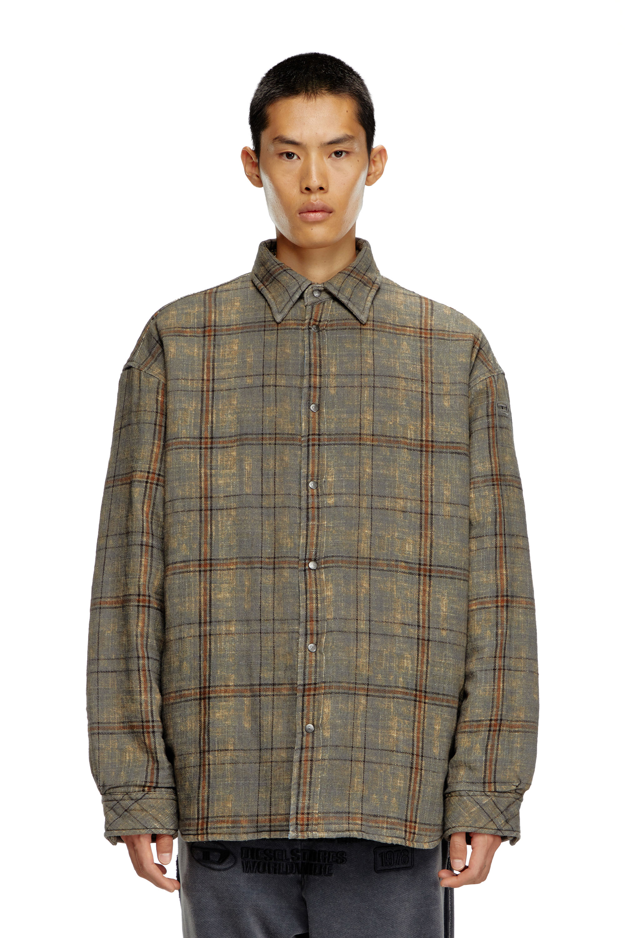 Diesel - S-HAMME, Man Padded jacket in checked slub cotton in Multicolor - Image 6