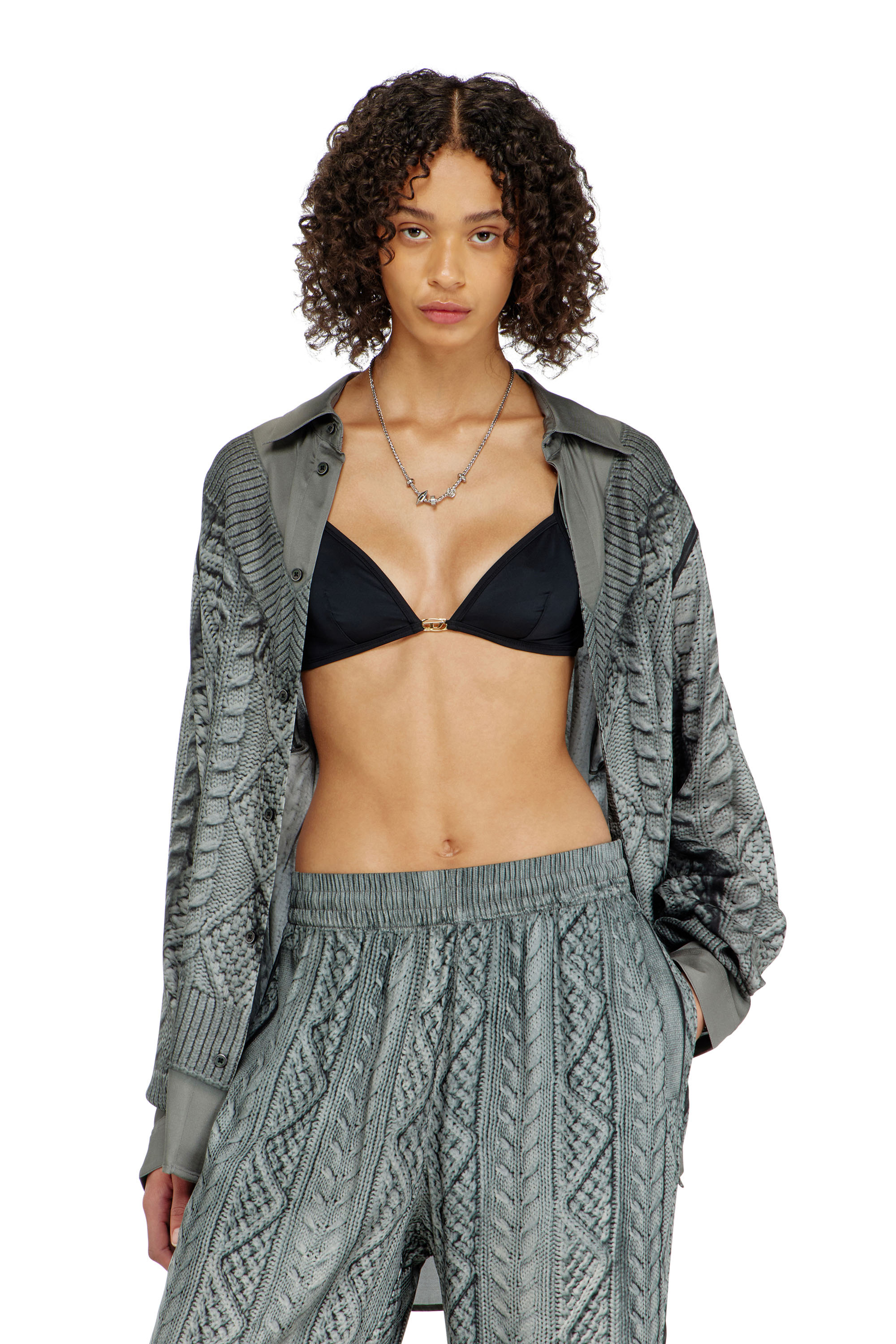 Diesel - LUNA-UTLT, Woman's Triangle bra in nylon with Oval D detail in null - 1