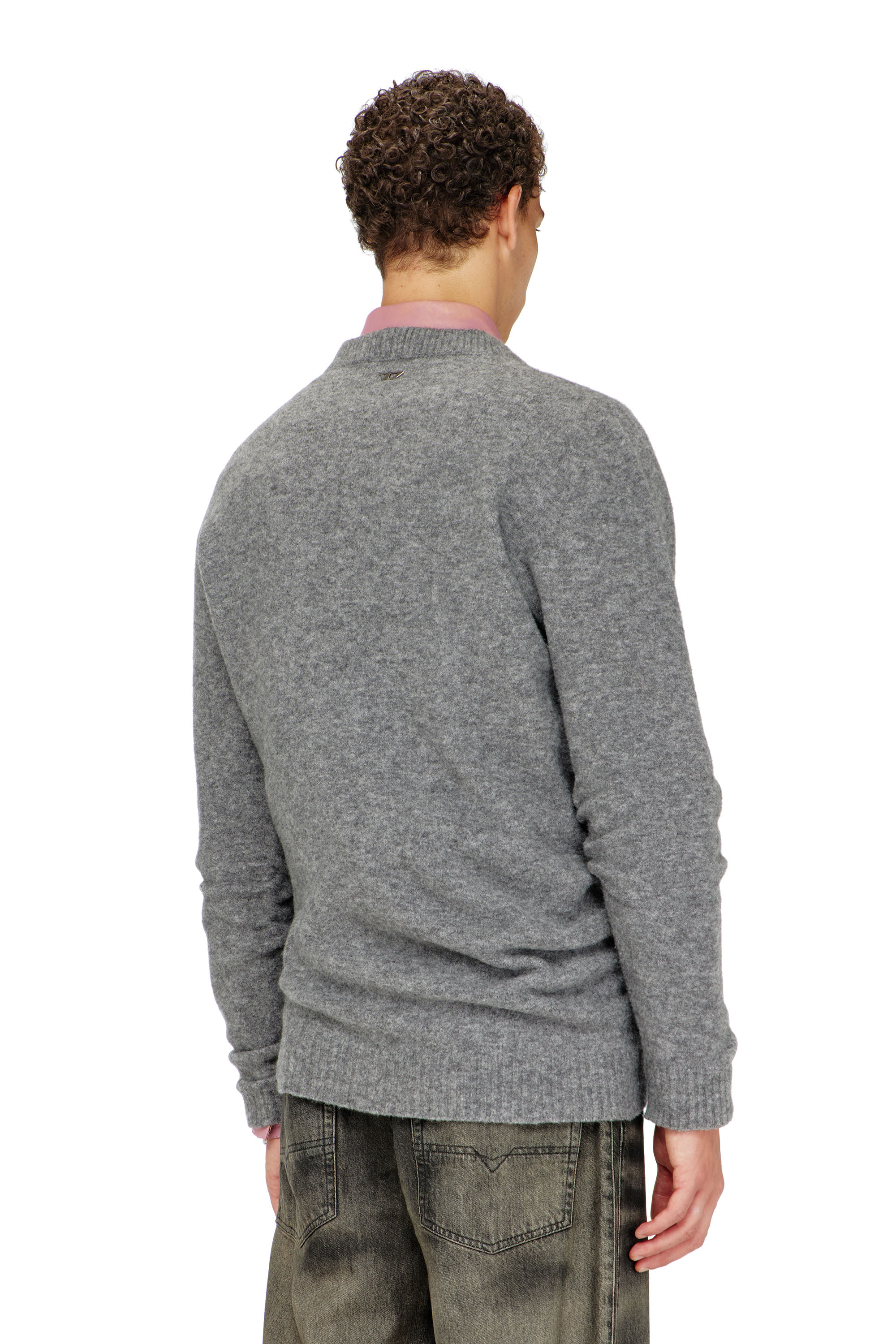 Diesel - K-ANDIE, Man's V-neck jumper in wrinkled boiled knit in null - 4