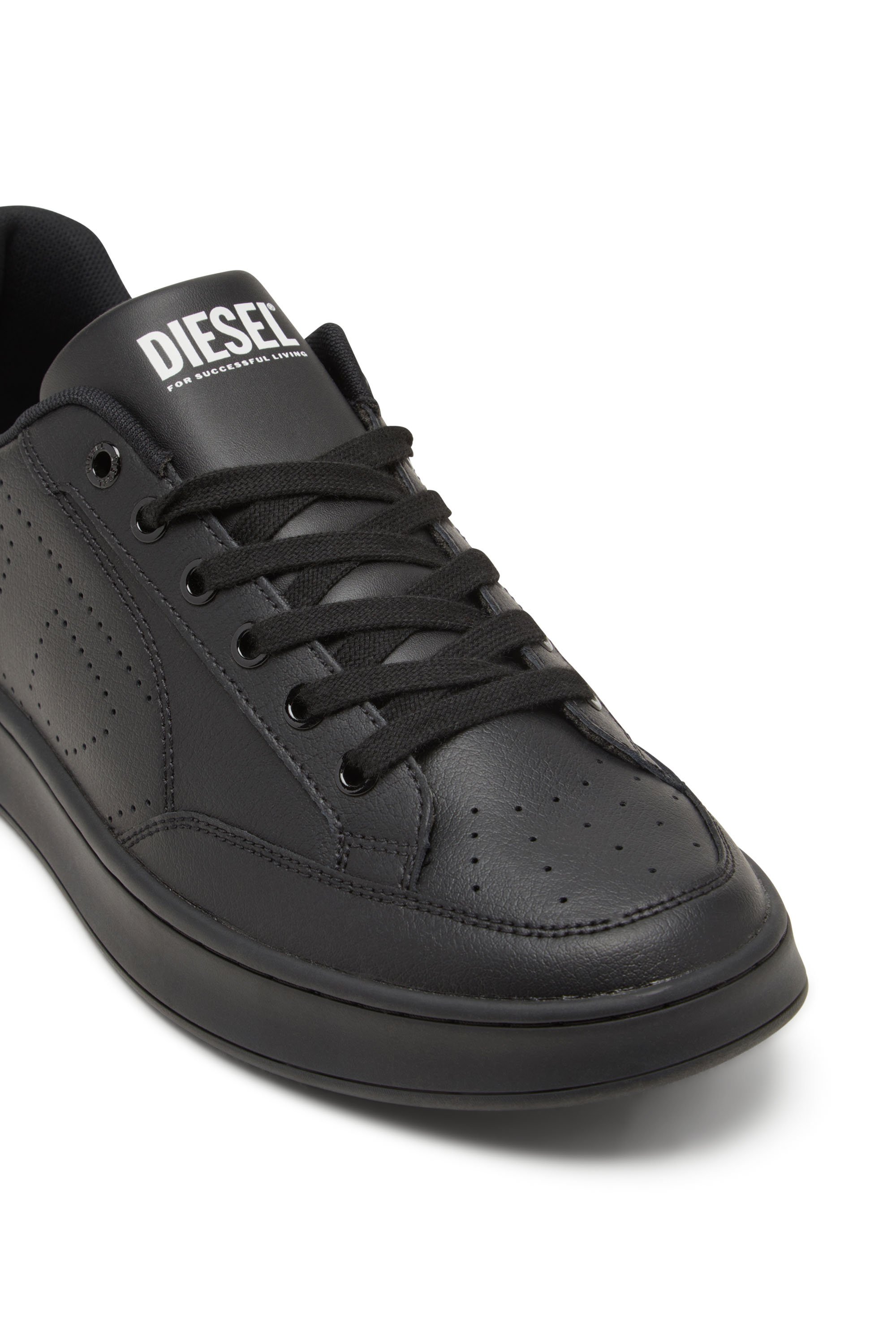 Diesel - S-DAKOTA LOW, Man's S-Dakota-Leather sneakers with perforated logo in Black - 4