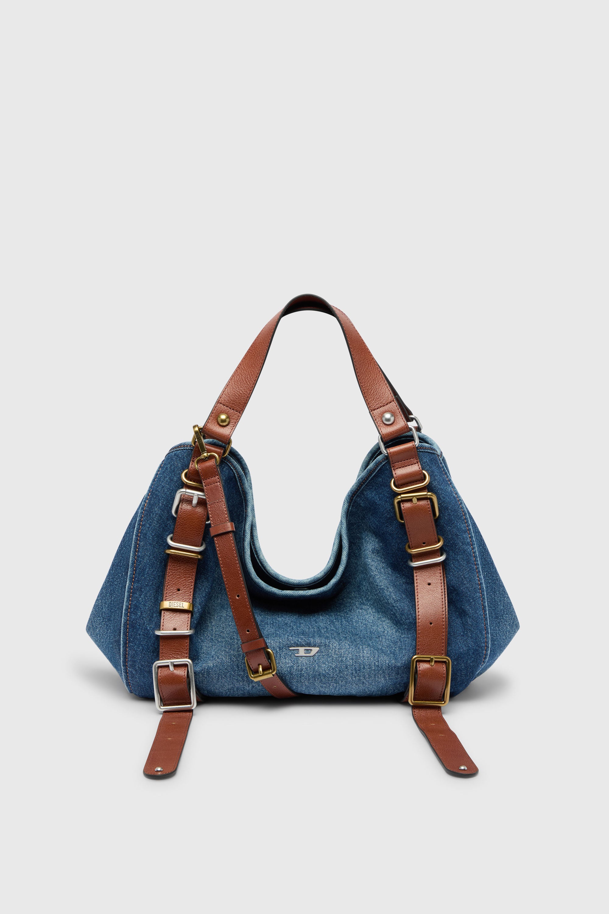 Diesel - D-ONE TOPHANDLE M, Woman's D-One-Medium top-handle bag in denim and leather in Blue - 1