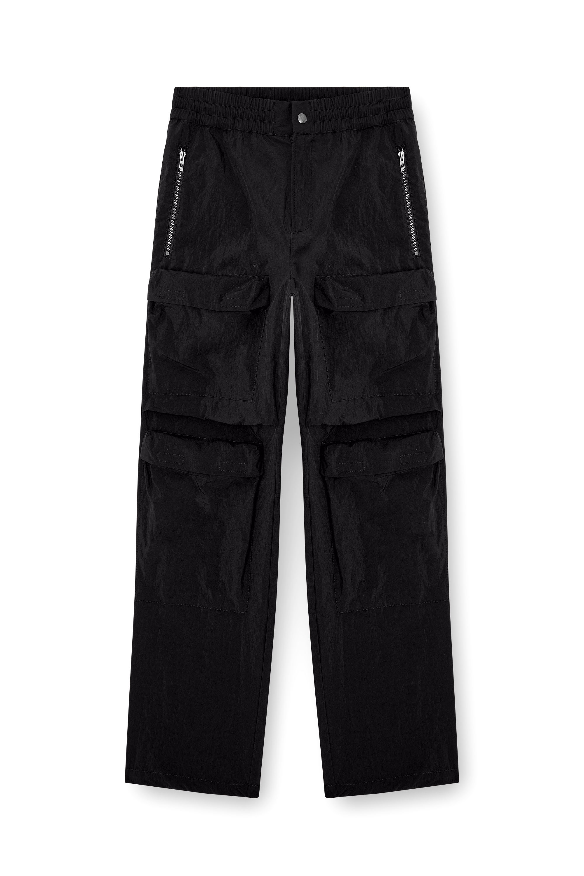 Diesel - P-DANZEL, Man's Utility pants in overdyed nylon in Black - 2