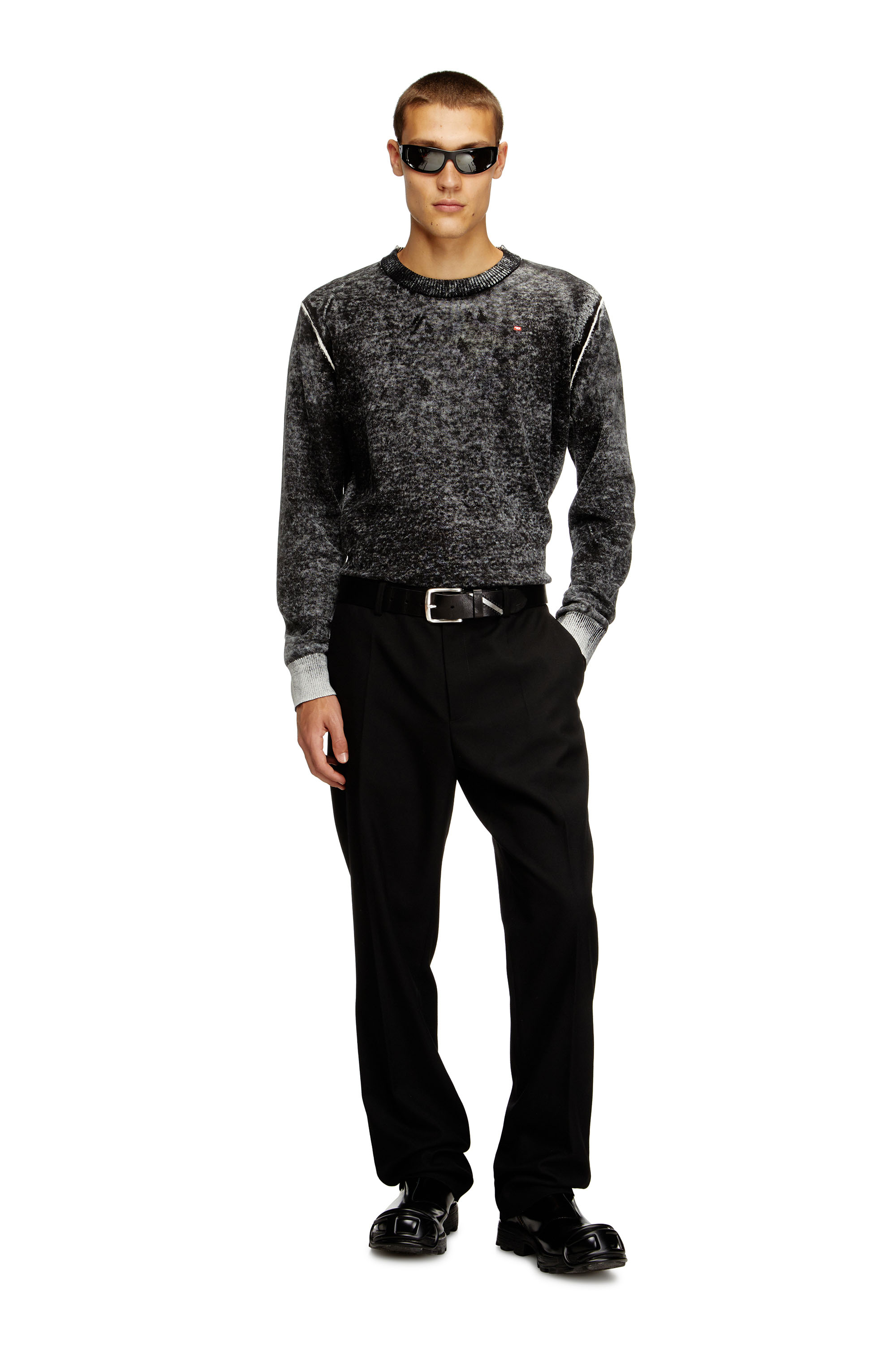 Diesel - P-AM-EPCI, Man's Wool-blend trousers with metal tag in Black - 1