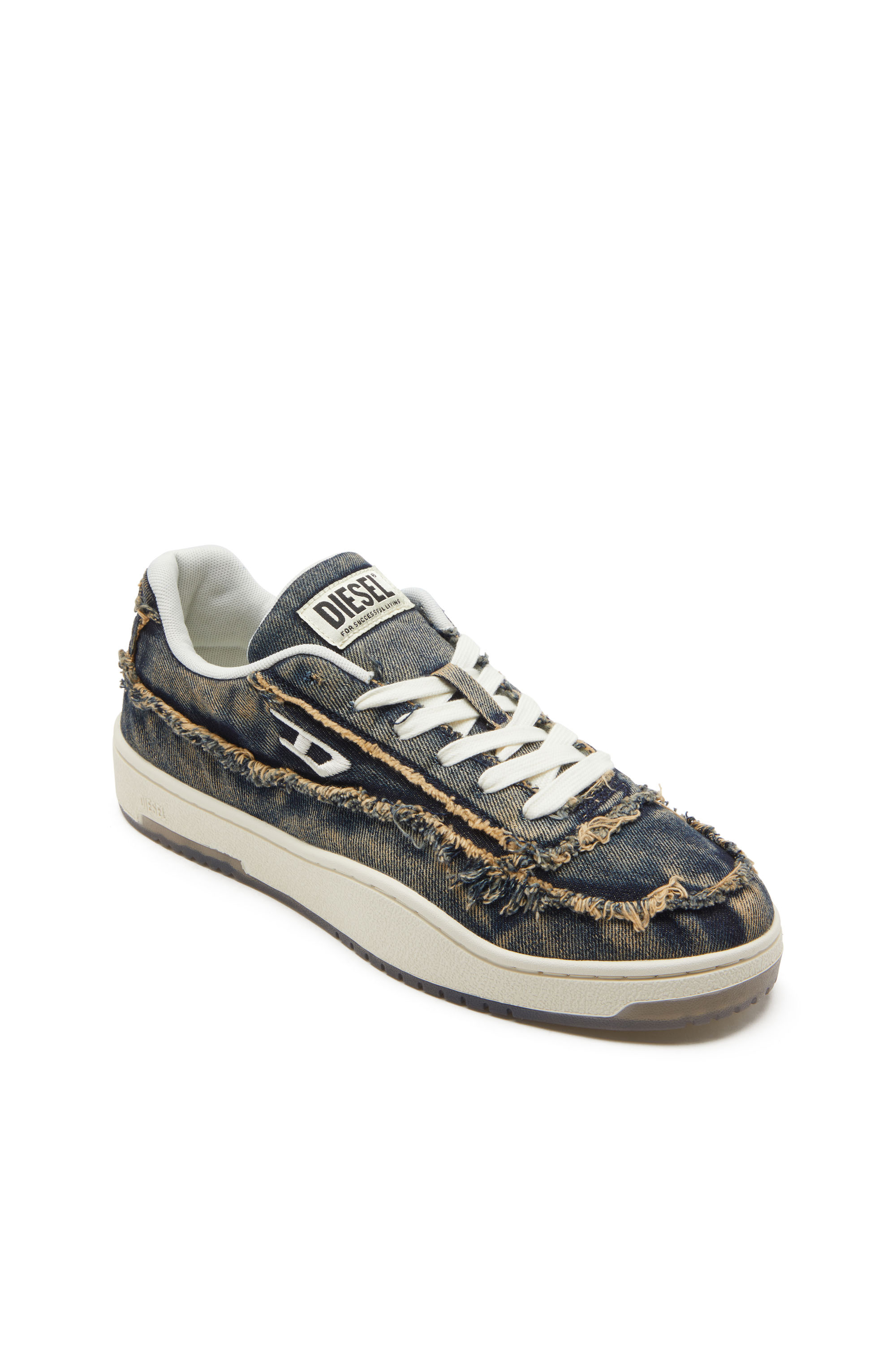 Diesel - S-TRACKER-D LOW, Man's S-Tracker-D-Frayed denim sneakers with transparent sole in Blue - 6
