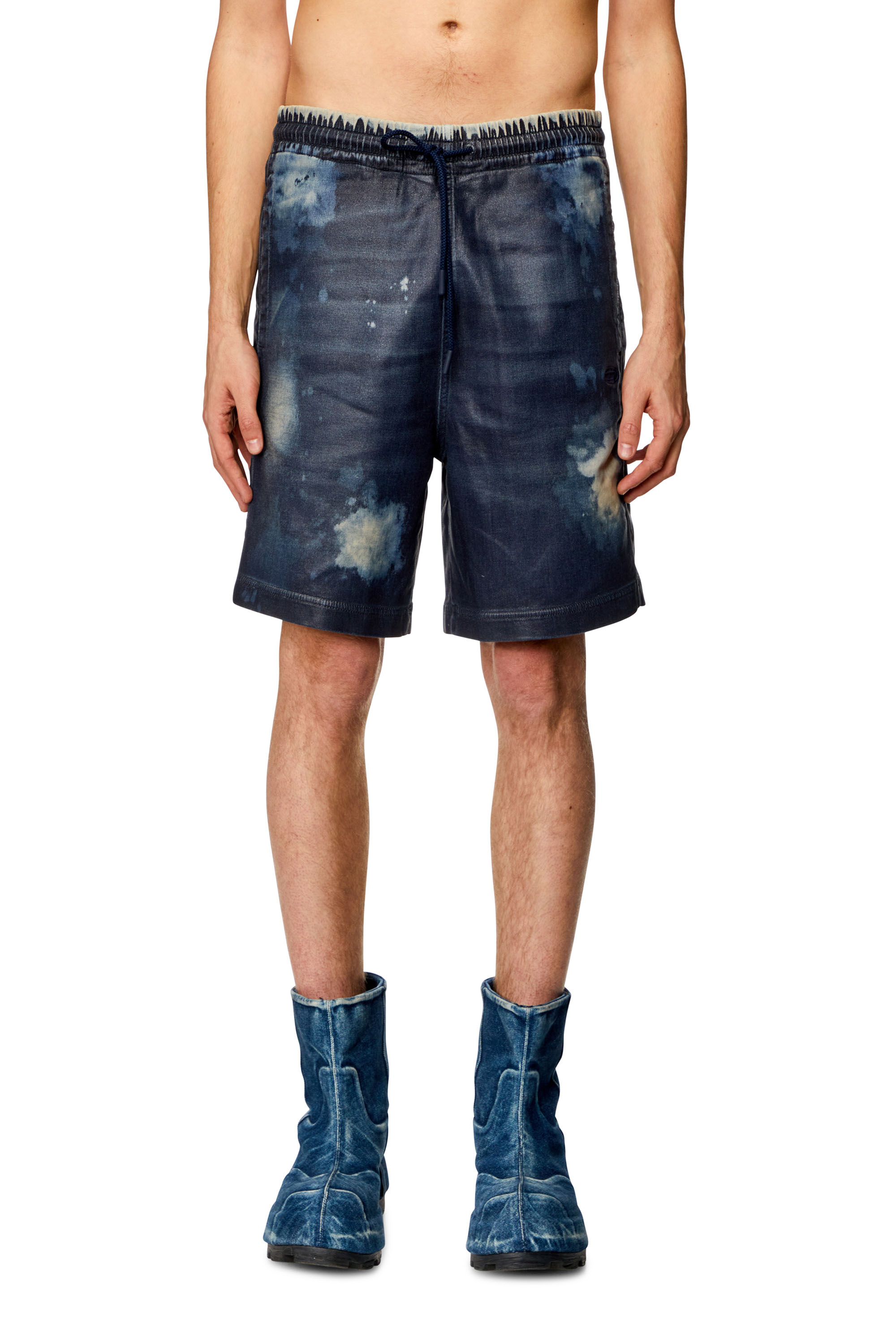 Diesel - D-BOXY-S TRACK, Man's Shorts in coated Track Denim in Dark Blue - 3