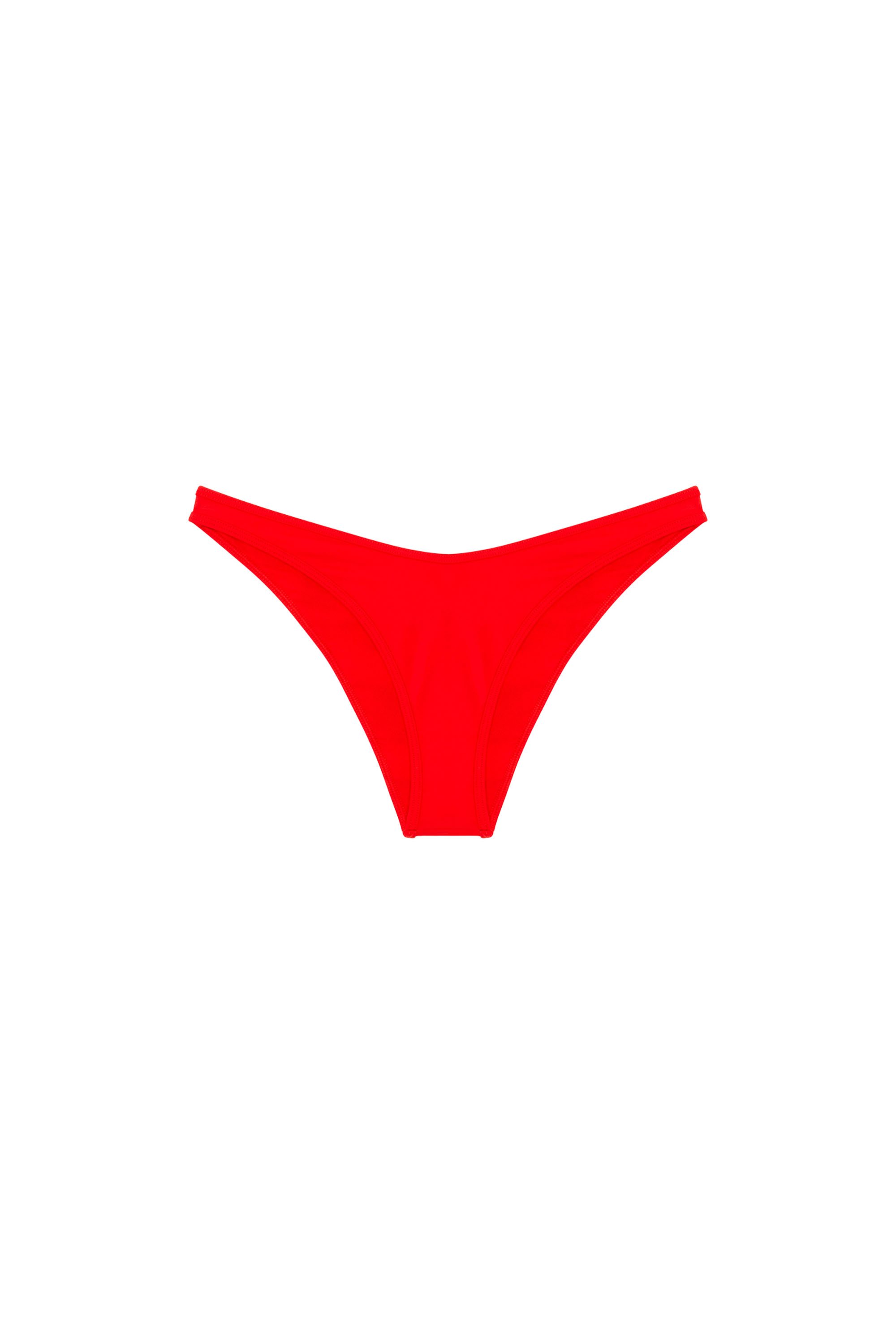 Diesel - BFPN-BRAZILIAN, Woman's Bikini briefs with cut-off Diesel logo in Red - 4