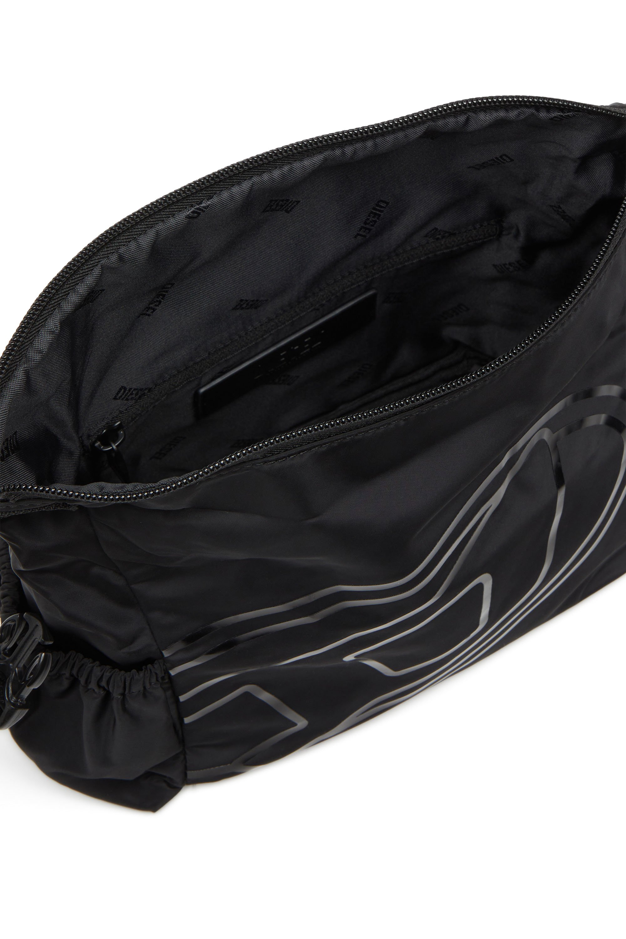 Diesel - DRAPE WASH BAG X, Unisex's Nylon wash bag with Oval D print in Black - 4