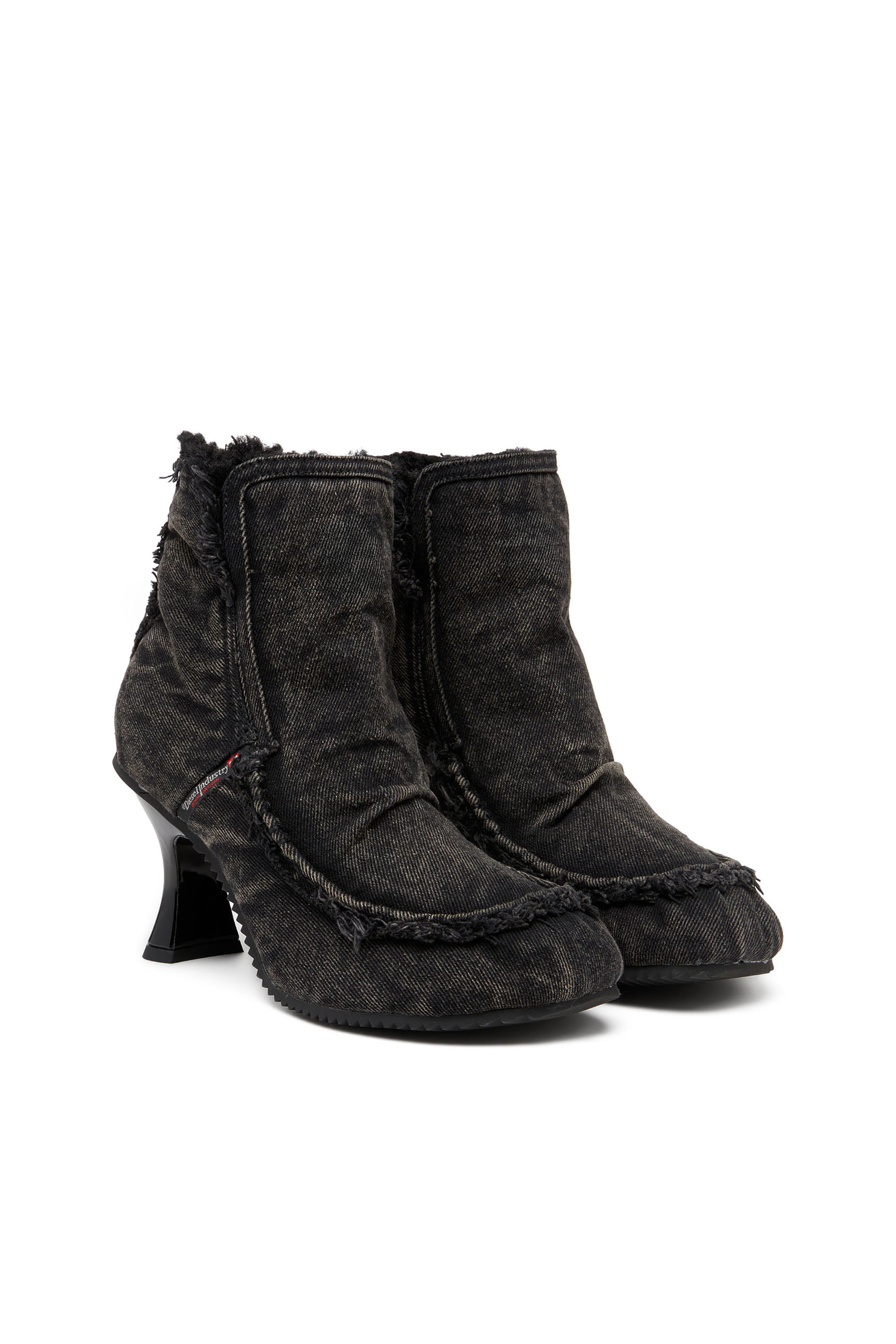 Diesel - D-WOODSTOCK HEEL AB, Woman's D-Woodstock - Denim boots with heel in Black - 4