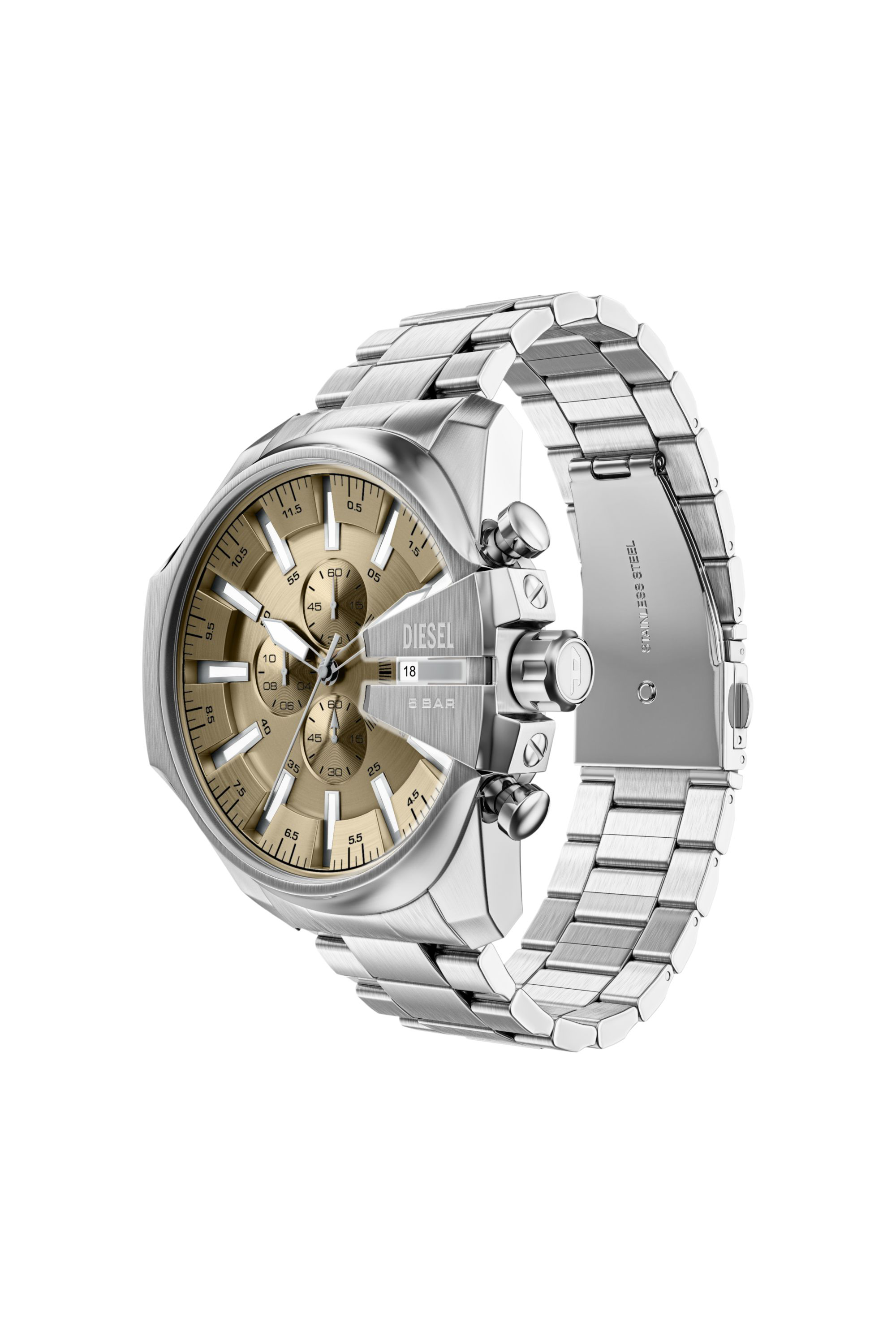Diesel - DZ4702 WATCH, Man's Mega Chief Slim Chronograph Stainless Steel Watch in Silver - 6