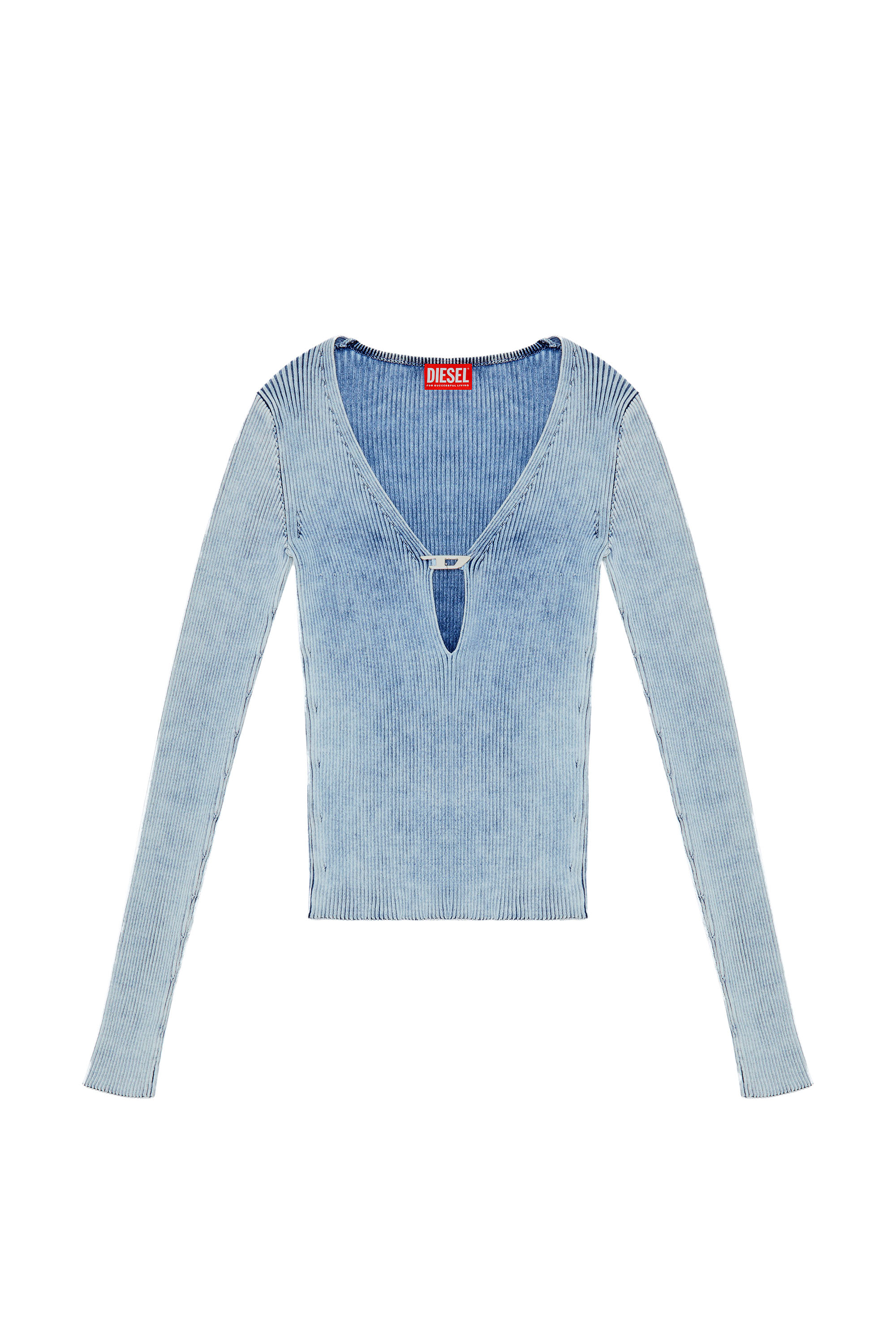 Diesel - M-TERI, Woman Cut-out top in indigo cotton knit in Blue - Image 5