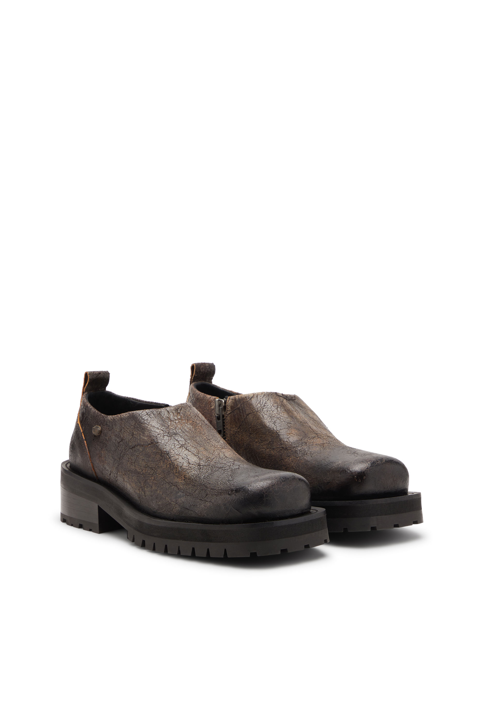 D-TEXAN CLOG, Brown Diesel - D-TEXAN CLOG, Man's D-Texan-Zipped shoes in distressed crackled suede in Brown - 2