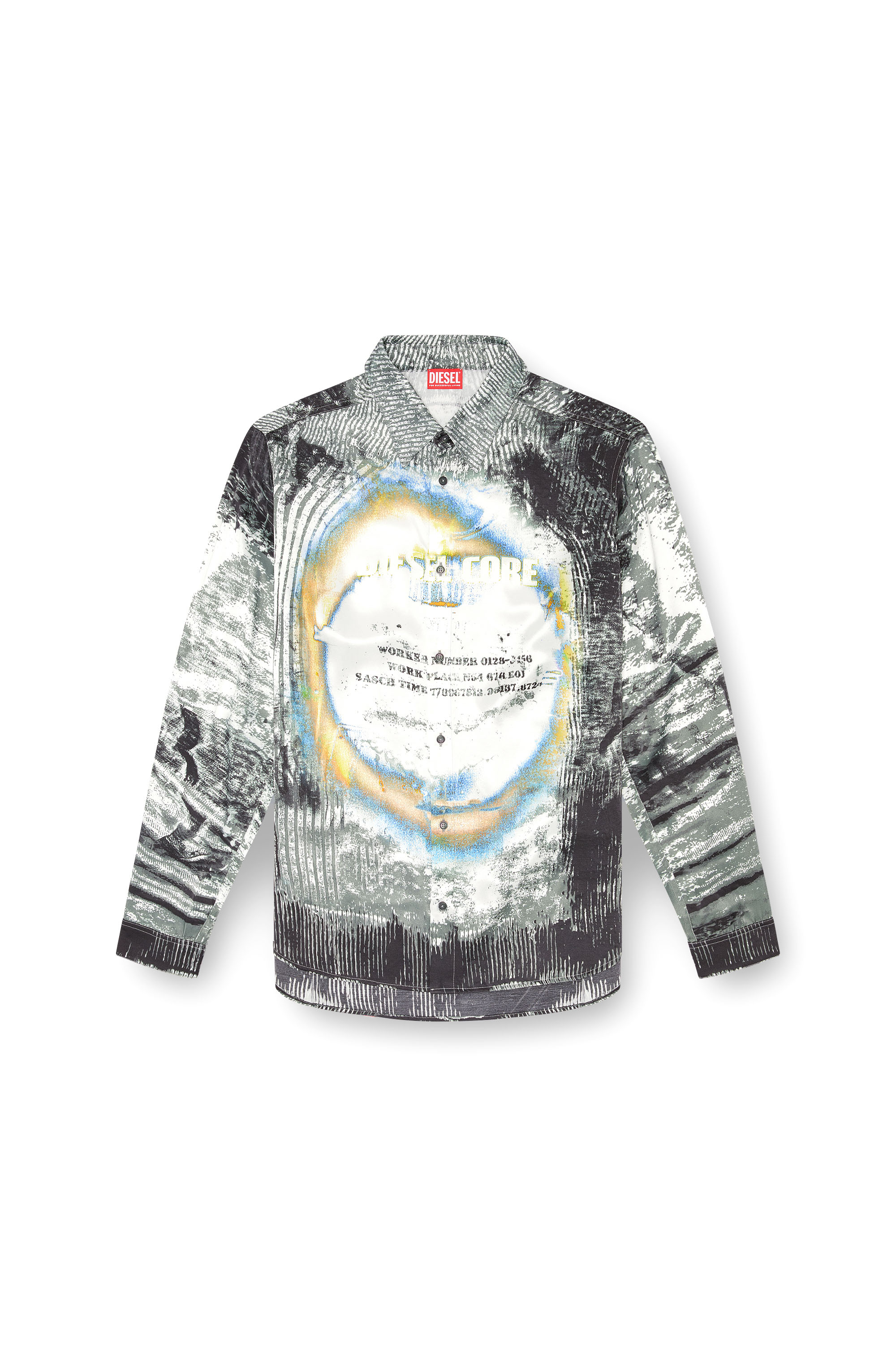 Diesel - S-GACY, Man's Fluid shirt with trompe l'oeil effects in Grey - 3