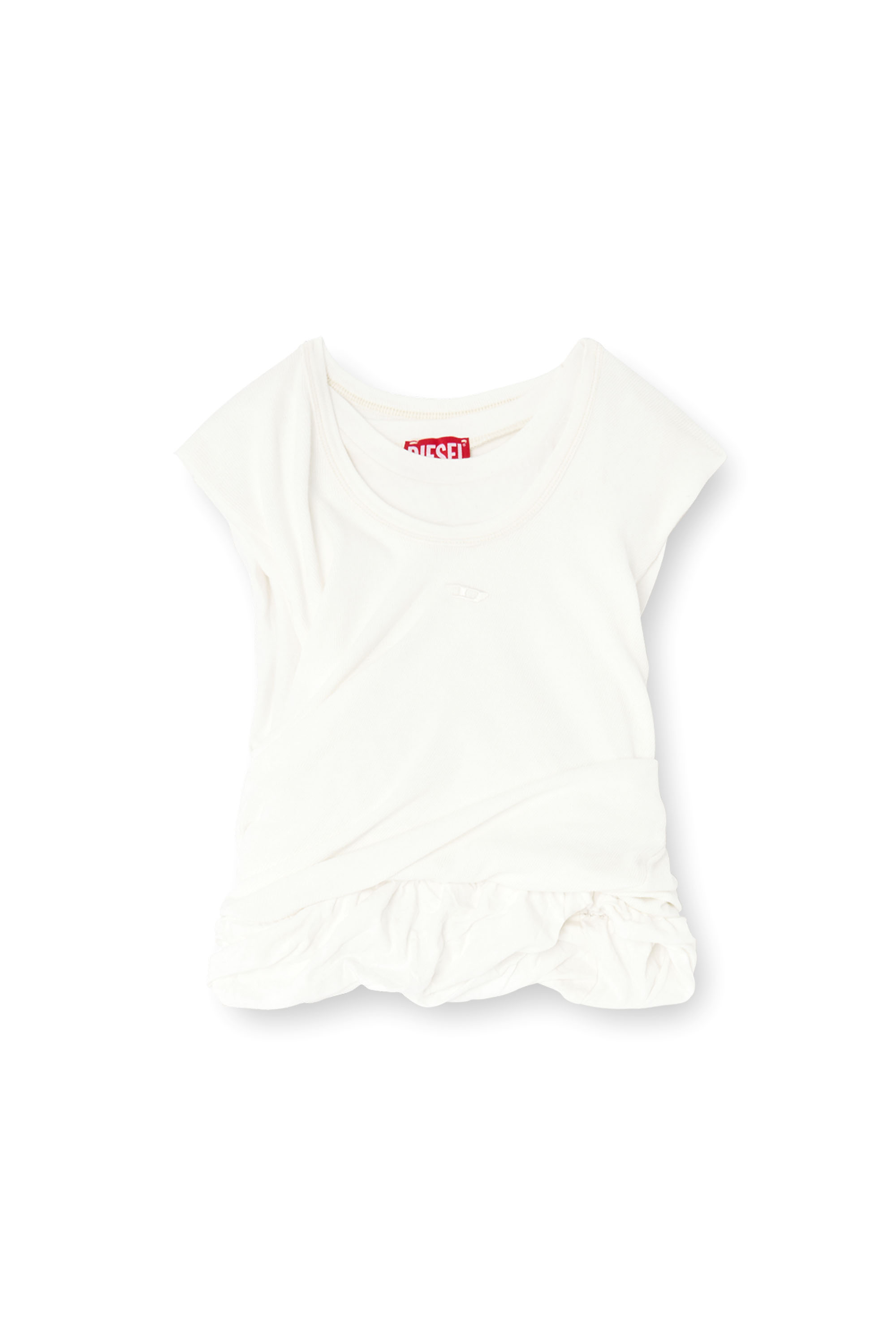 Diesel - T-WISHER-RIB-PL, Woman's Rucked-up tank top in double-layer jersey in White - 4