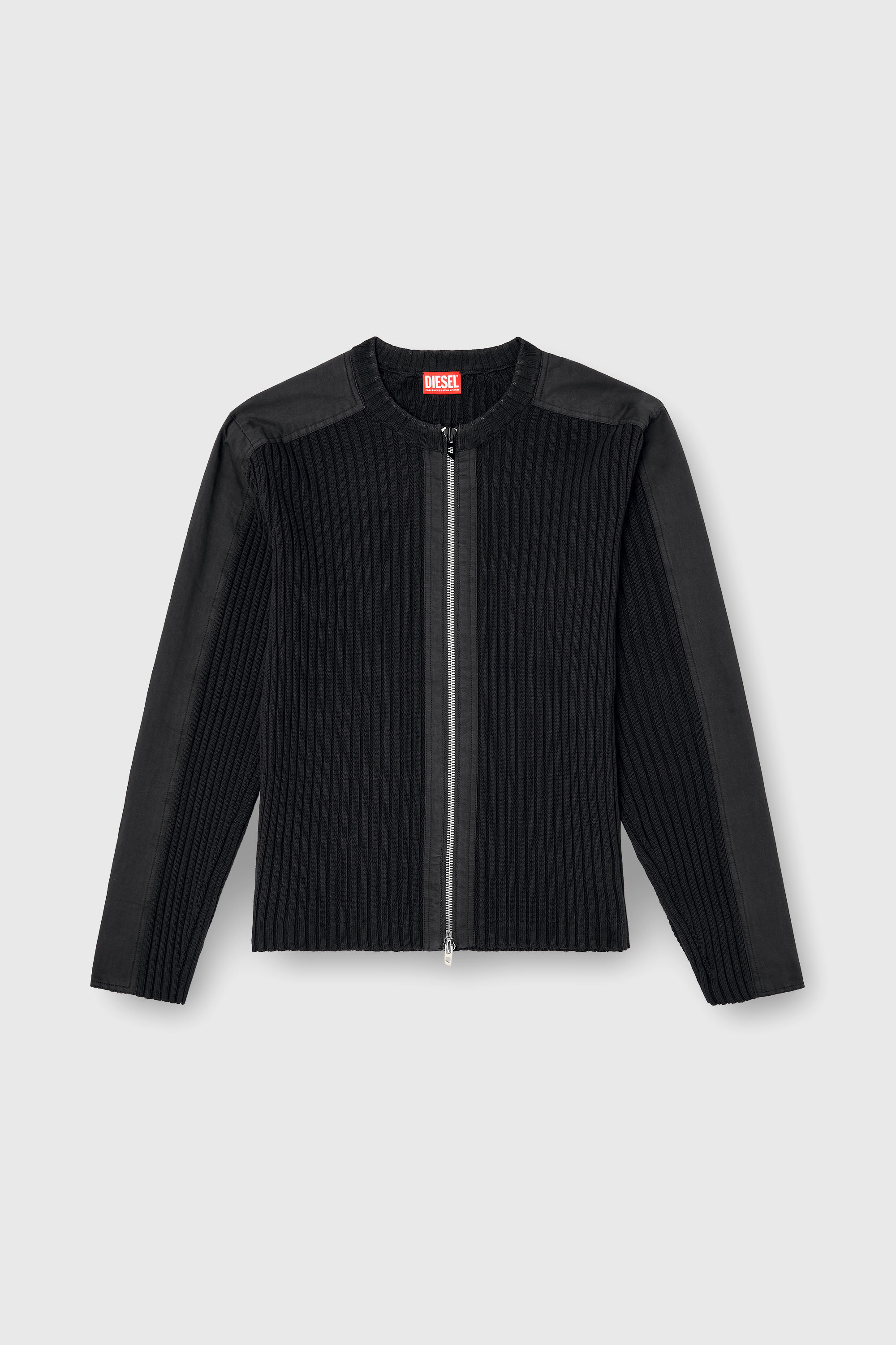Diesel - K-MATTY, Man's Zipped cardigan with utilitarian panels in Black - 2