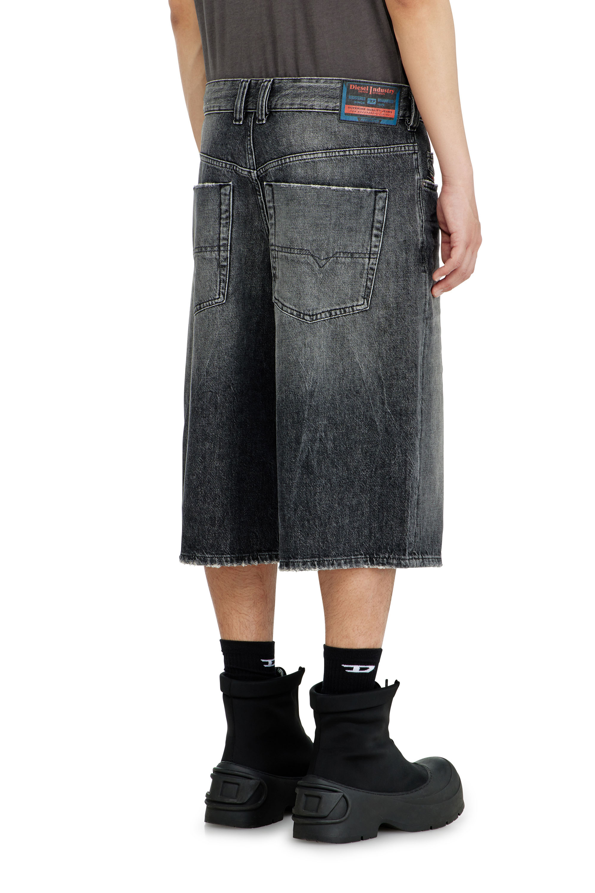 Diesel - D-ENIM-M-SHORT, Unisex's Denim relaxed shorts with abrasions in Grey - 3