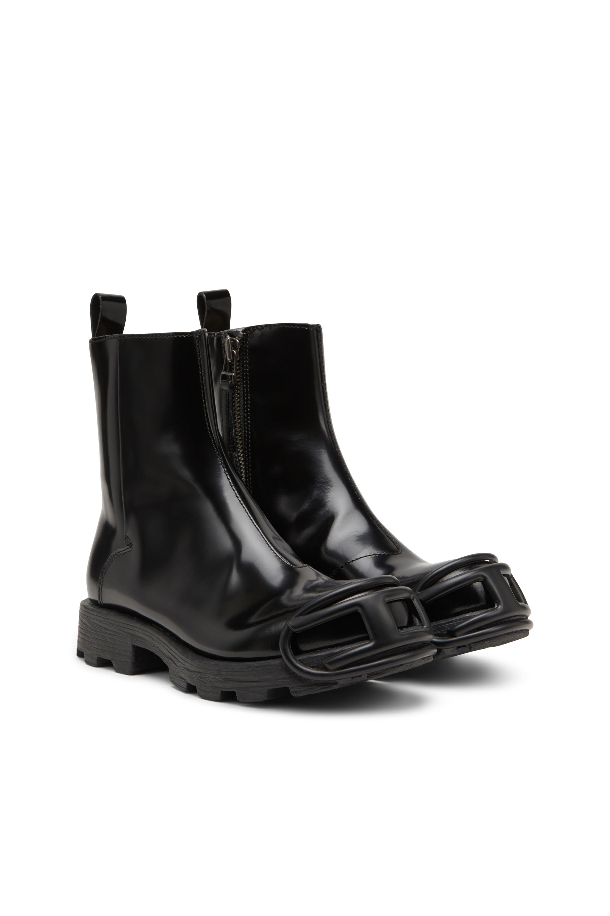 Diesel - D-HAMMER BT ZIP D, Man's D-Hammer-Leather Chelsea boots with Oval D toe caps in Black - 2