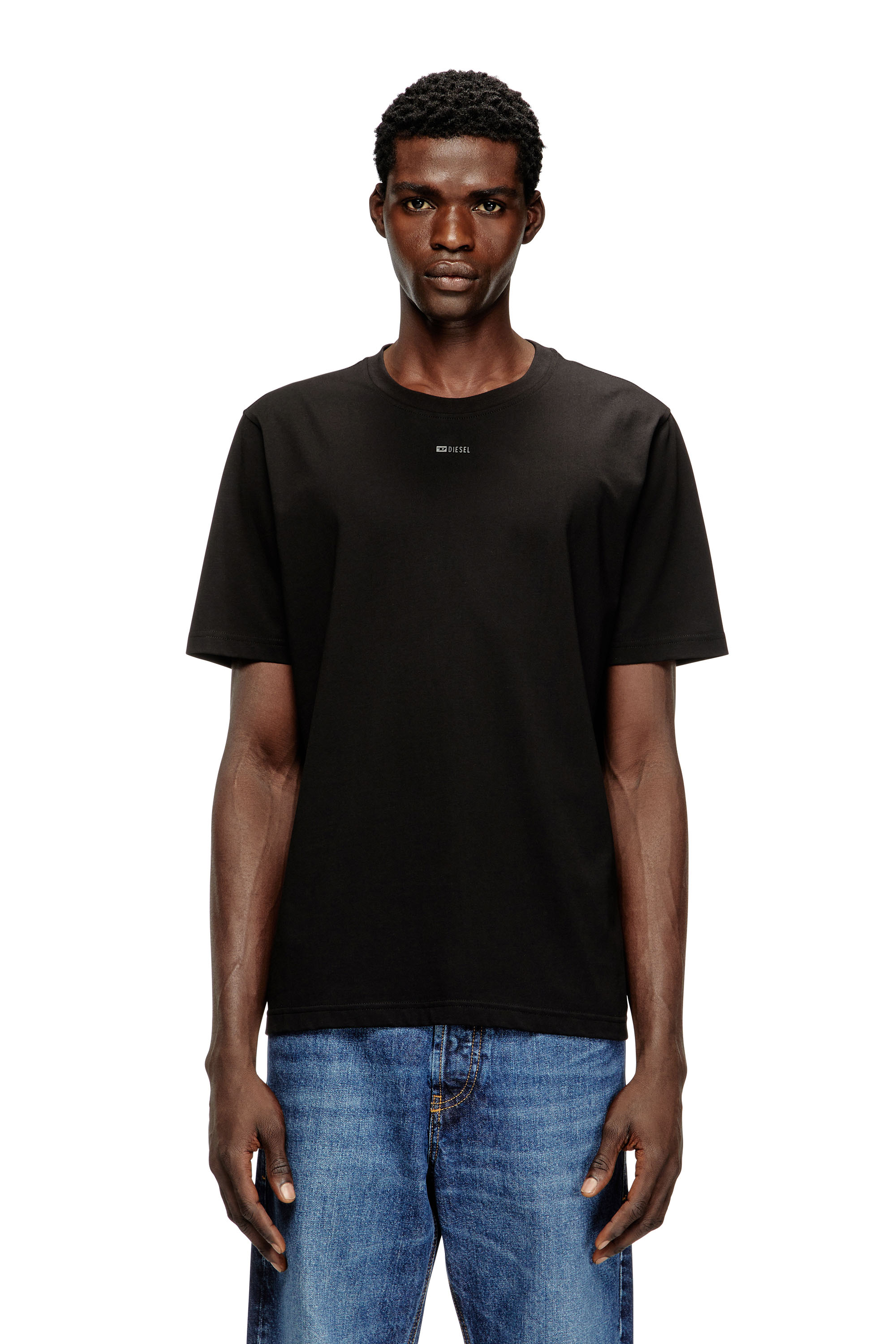 Diesel - T-ADJUST-V6, Man's T-shirt with micro metal logo in Black - 1