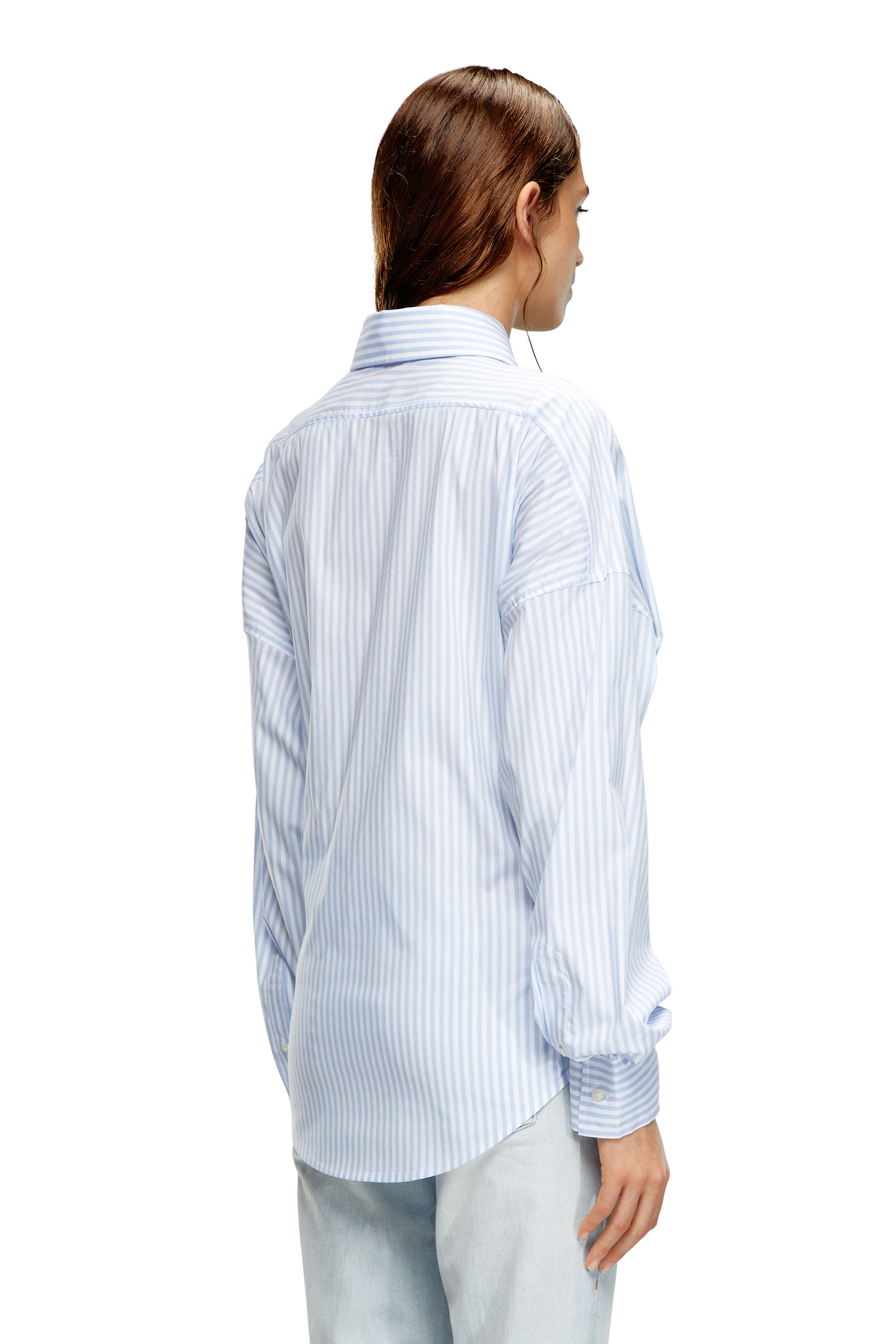 Diesel - C-SIZ-N2, Woman Striped wrap shirt with embossed logo in Blue - Image 3