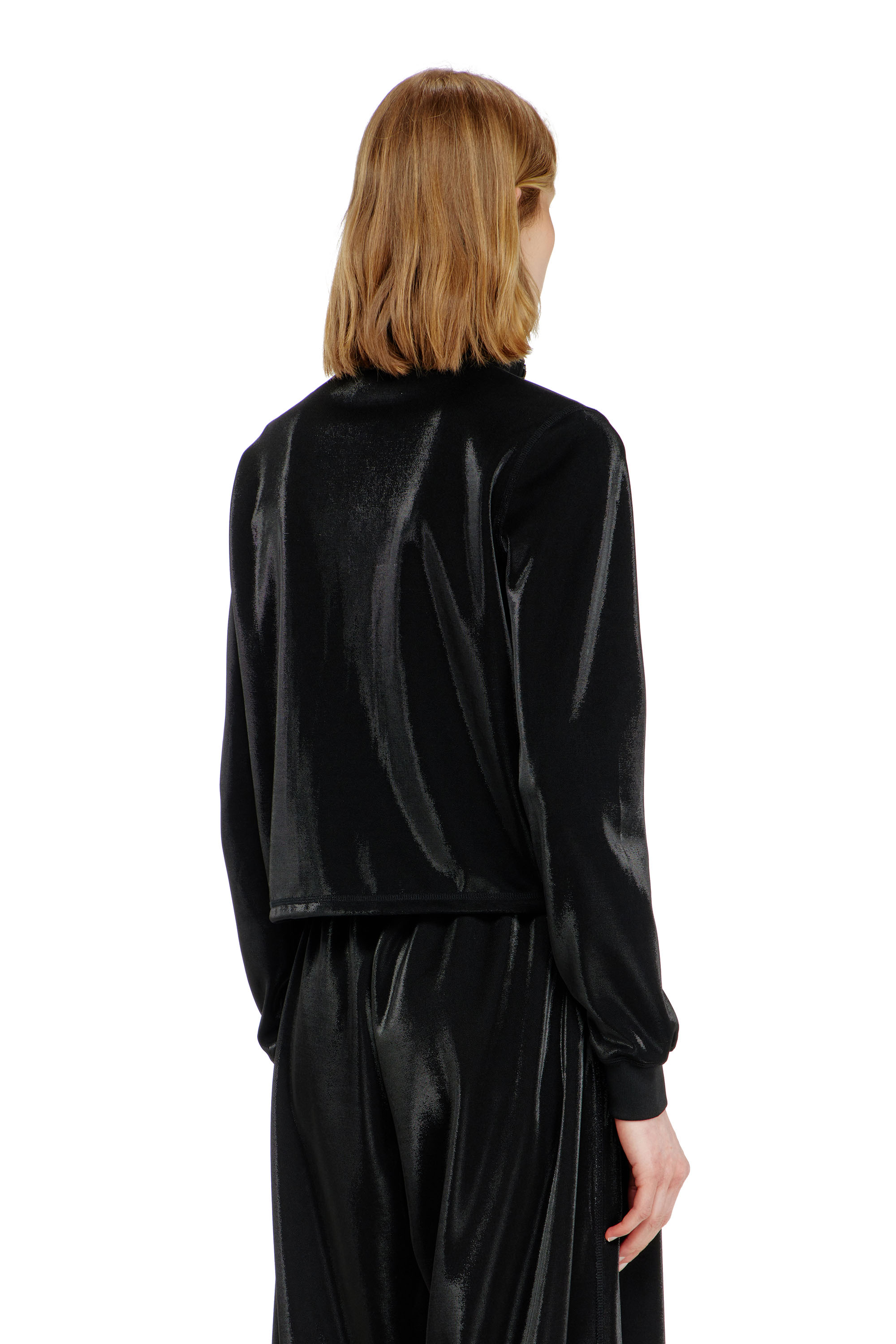 Diesel - F-ROSY, Woman's Zipped sweatshirt with shiny piquet effect in Black - 4