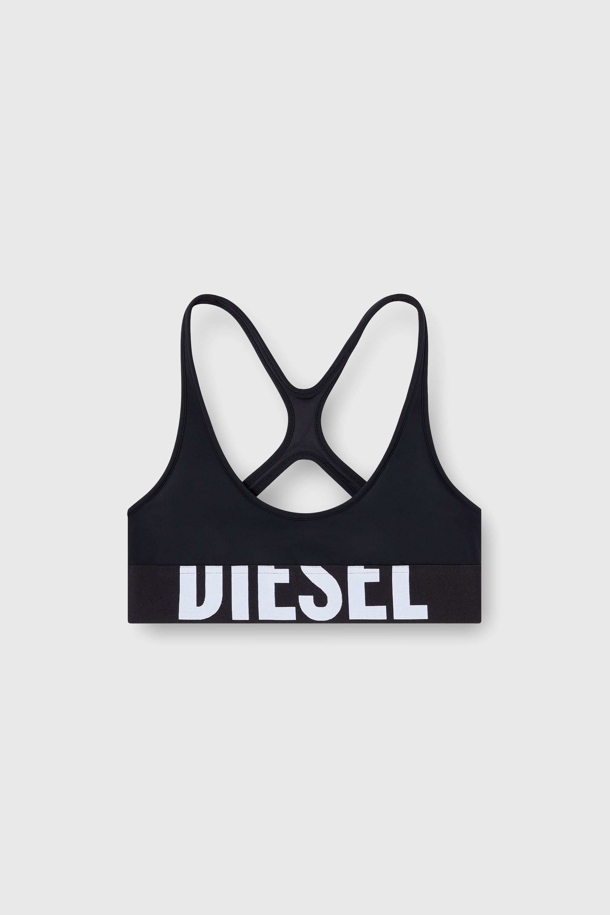 Diesel - ALLISON-D-POP, Woman's Microfibre sports bra with cut-off logo in Black - 2