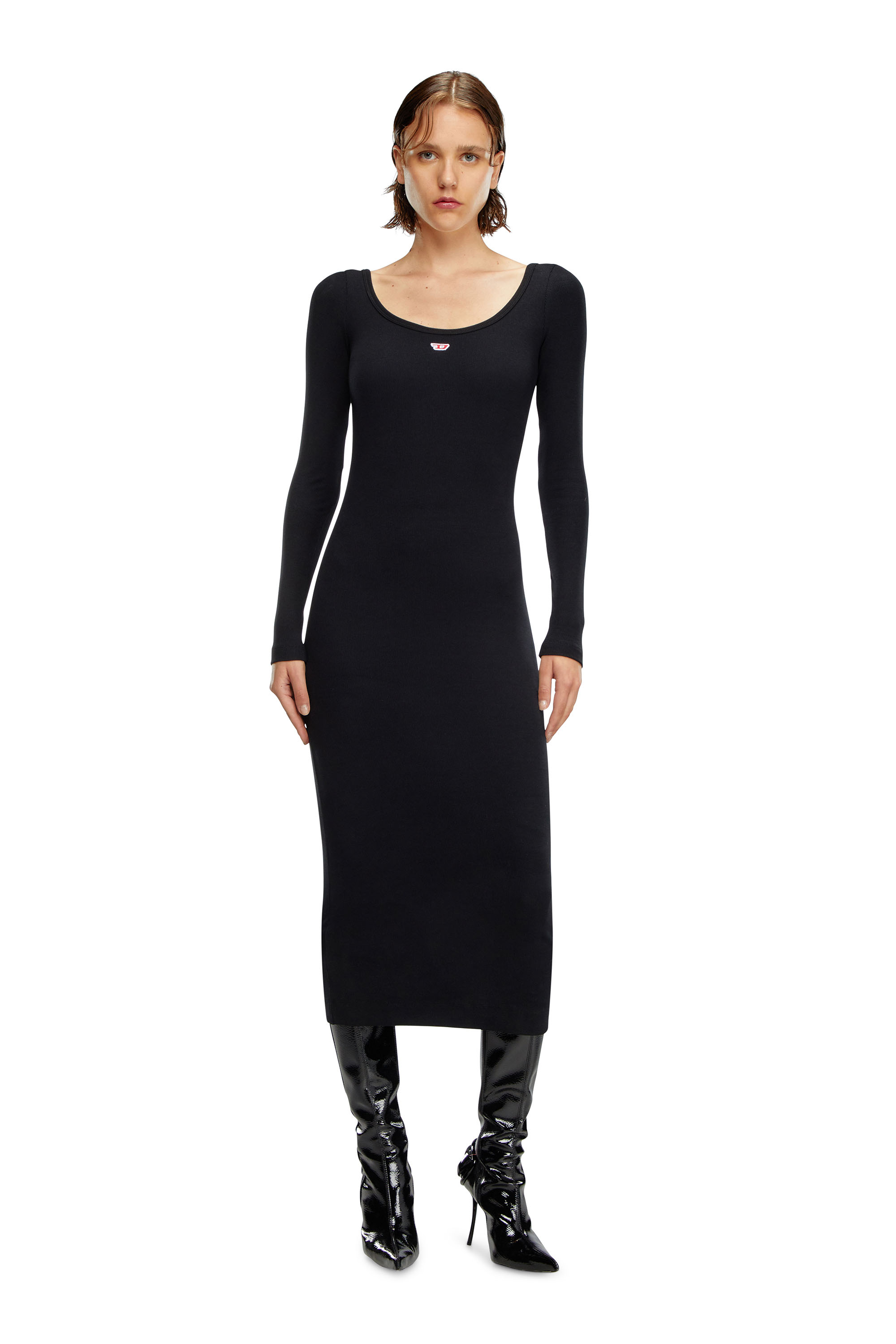 Diesel - D-BALLET-D, Woman's Scoop-neck midi dress in Black - 1