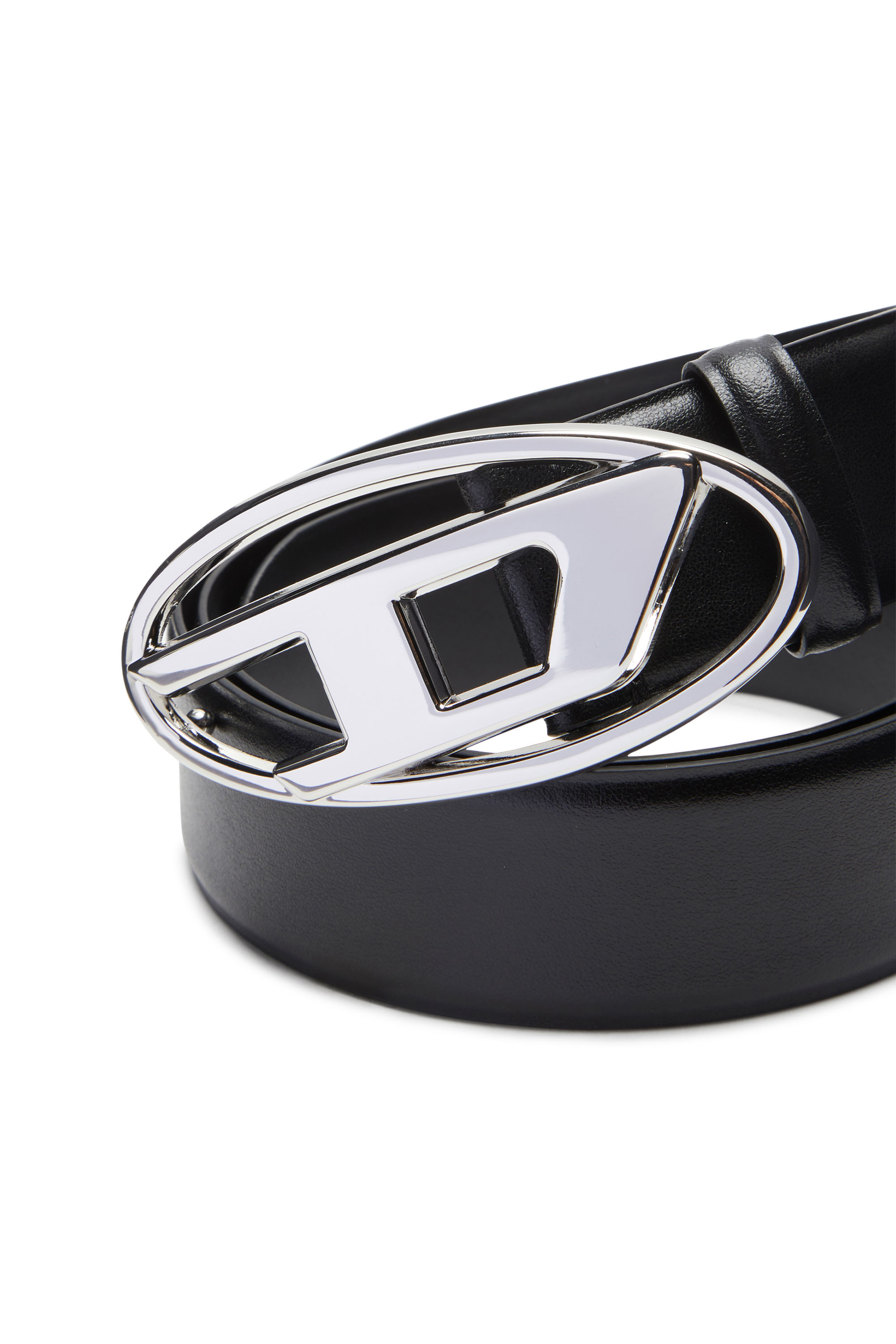 Diesel - B-1DR, Man's 4cm Leather belt with Oval D buckle in Black - 3