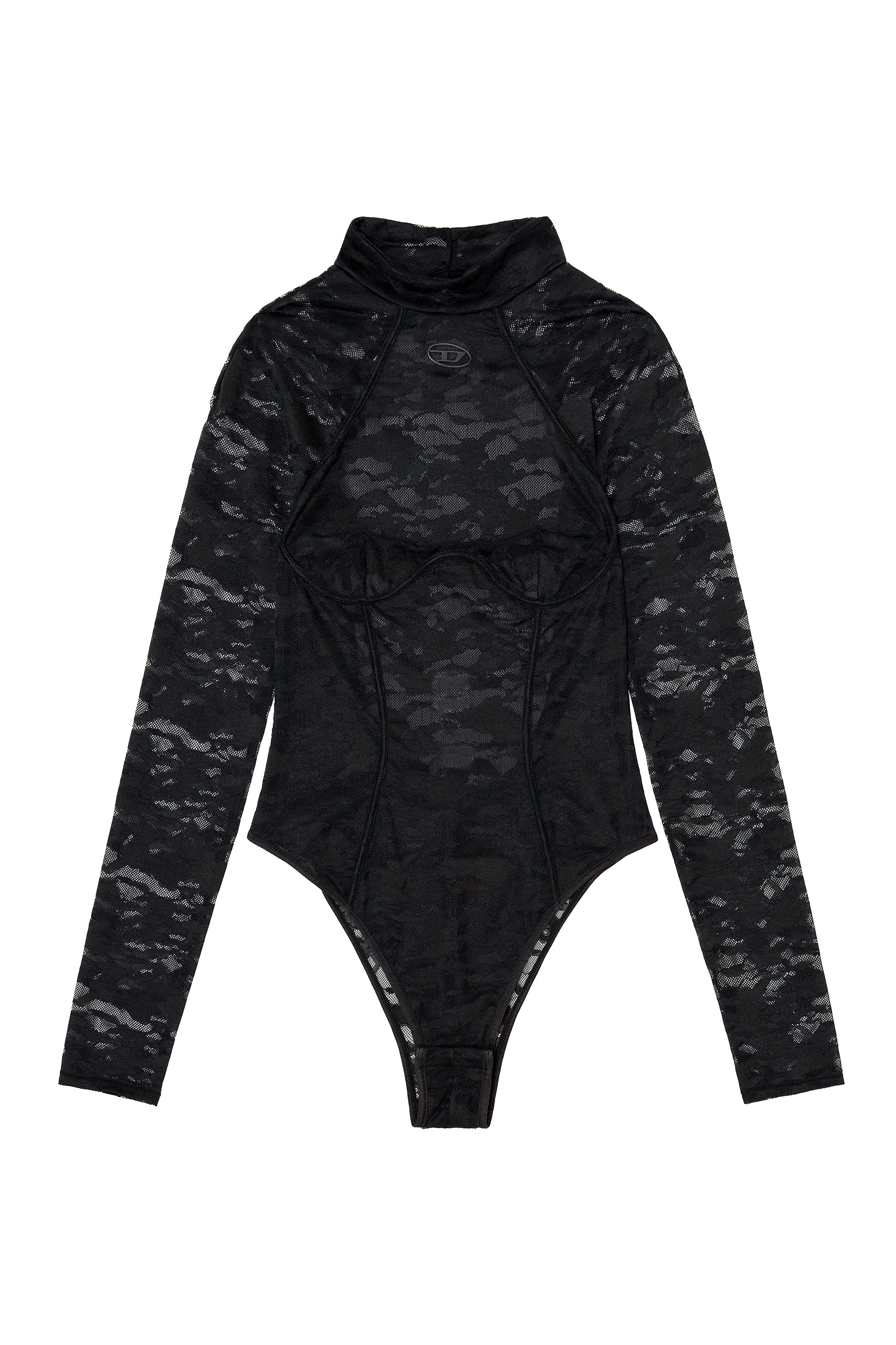 Diesel - VIVIAN-UTLT, Woman's Bodysuit in nylon lace with open back in Black - 2
