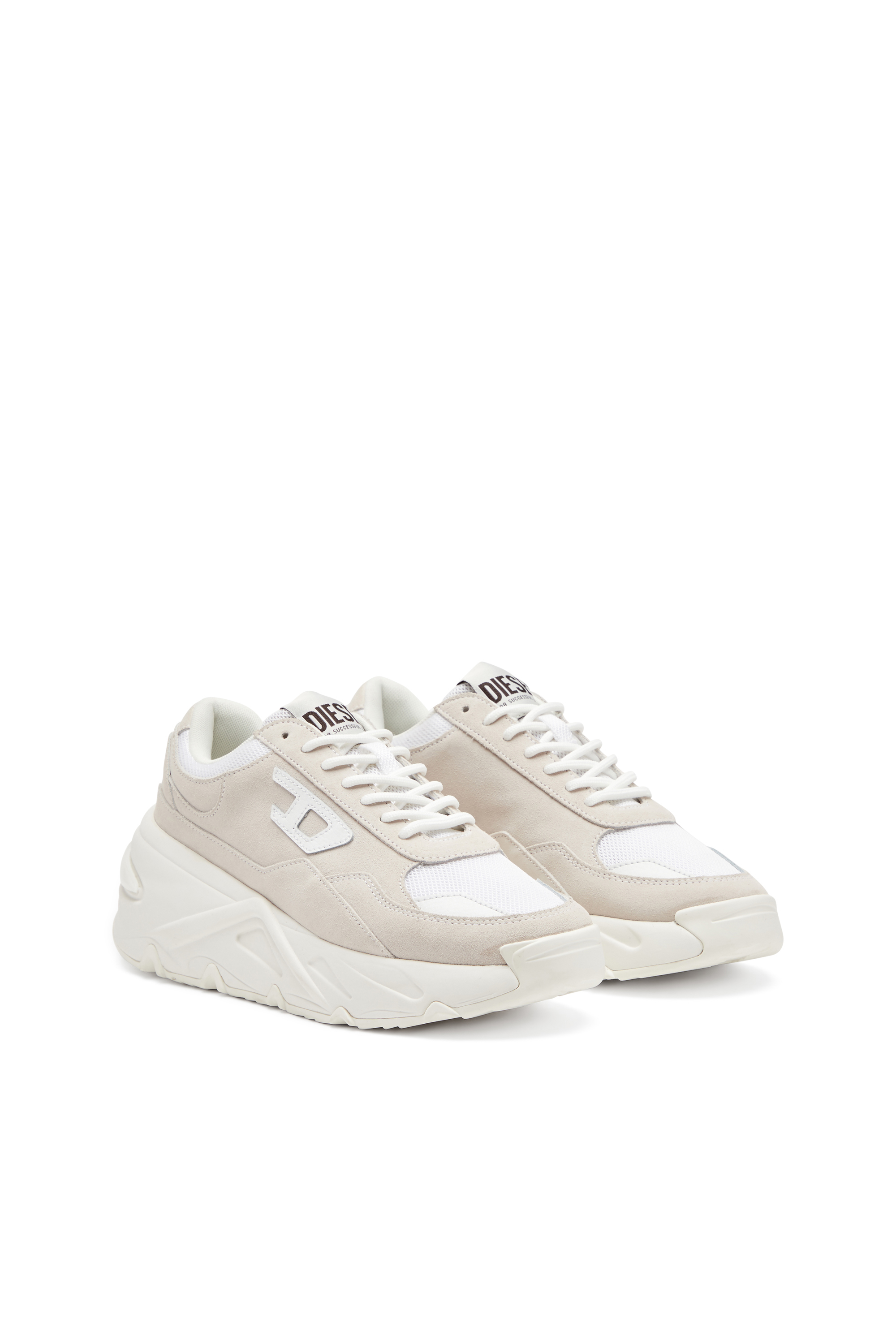 Diesel - S-SAVANNAH W, Woman's S-Savannah-Platform sneakers in suede and mesh in White - 2