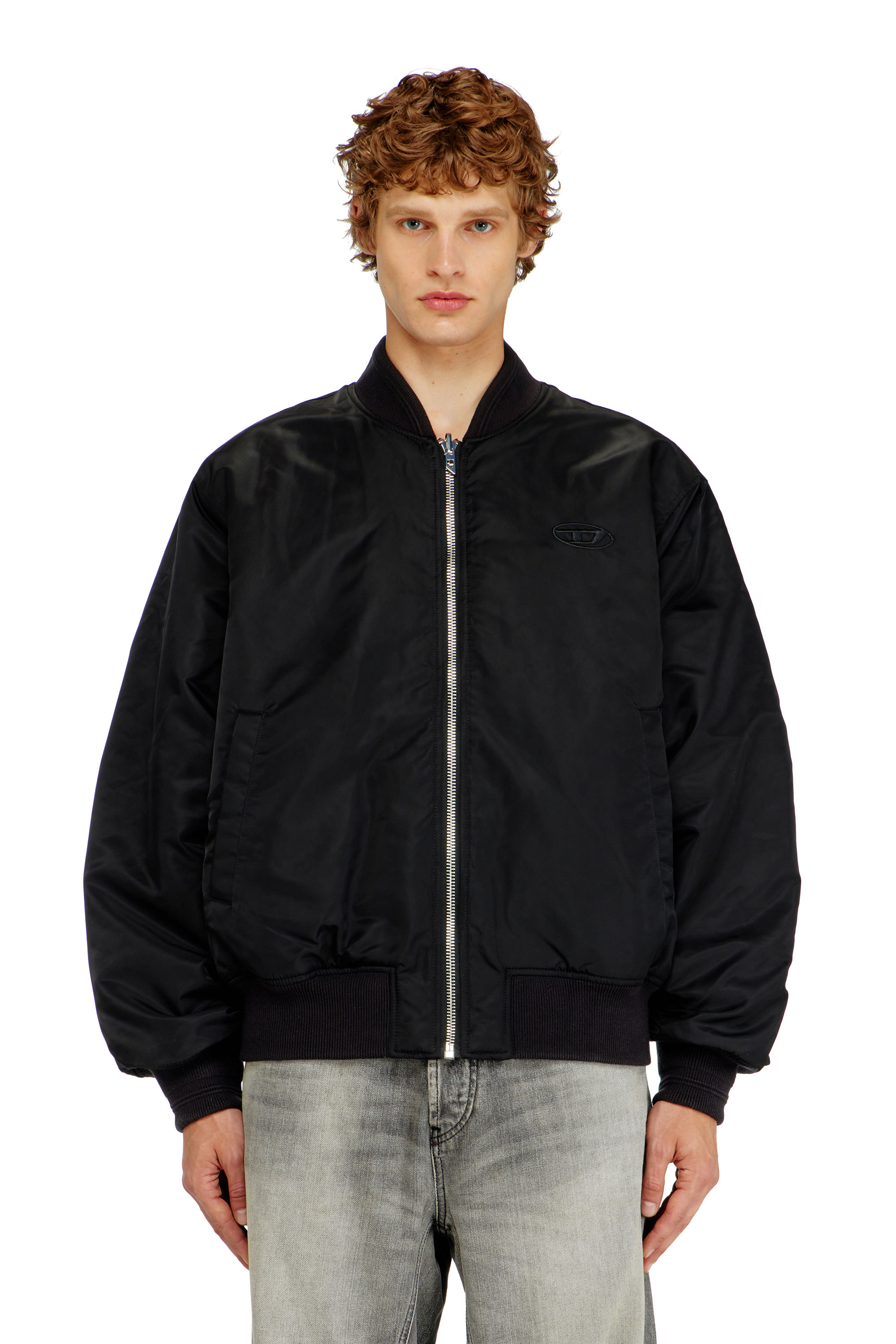 Diesel - W-TYPE-D1, Man's Padded bomber jacket with Oval D embroidery in Black - 1