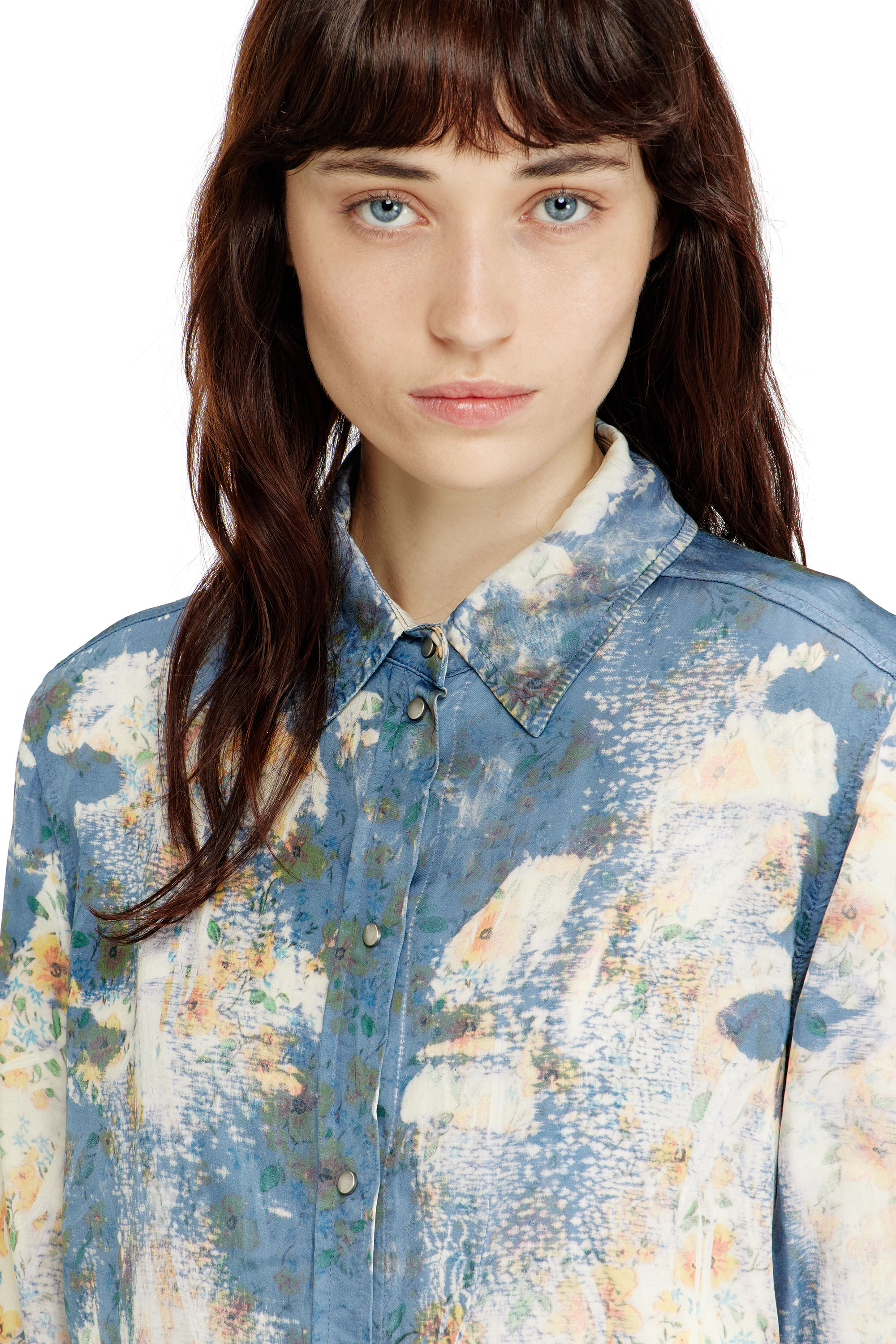 Diesel - C-ASSY, Woman's Shirt with floral X-ray effect in Light Blue - 5