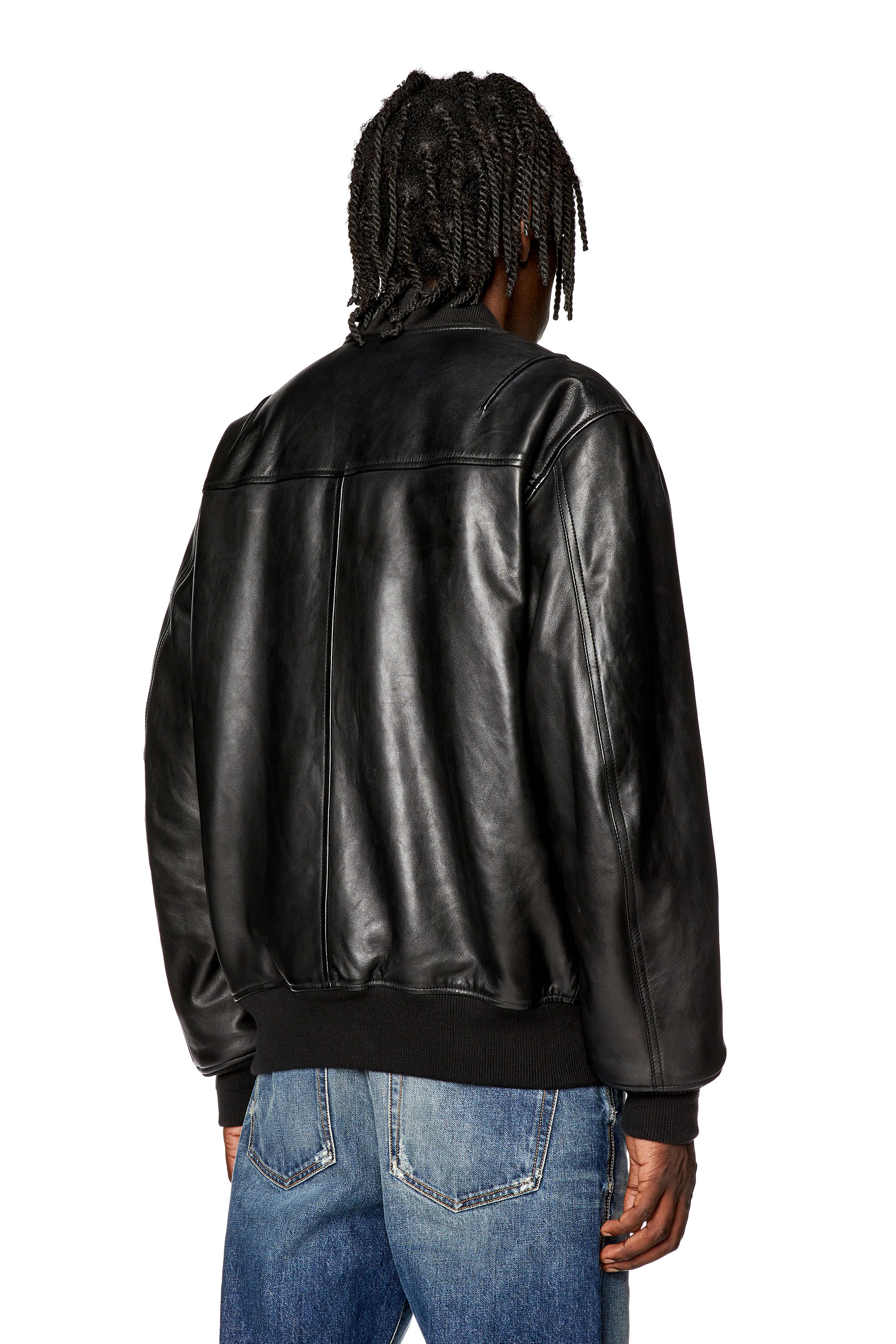 Diesel - L-PRITTS, Man's Padded jacket in tumbled leather in Black - 4