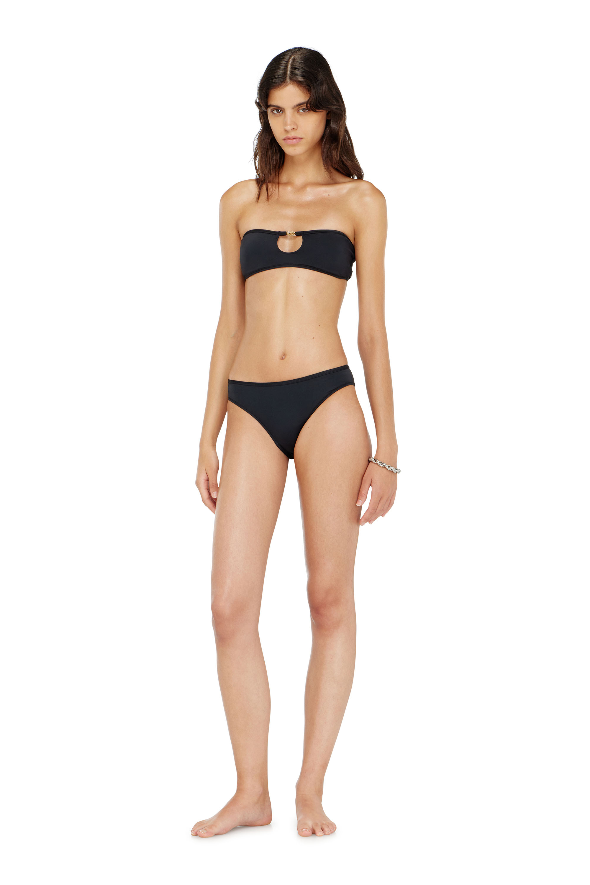 Diesel - SHIRLEY-UTLT, Woman's Brazilian briefs in nylon with Oval D detail in Black - 1