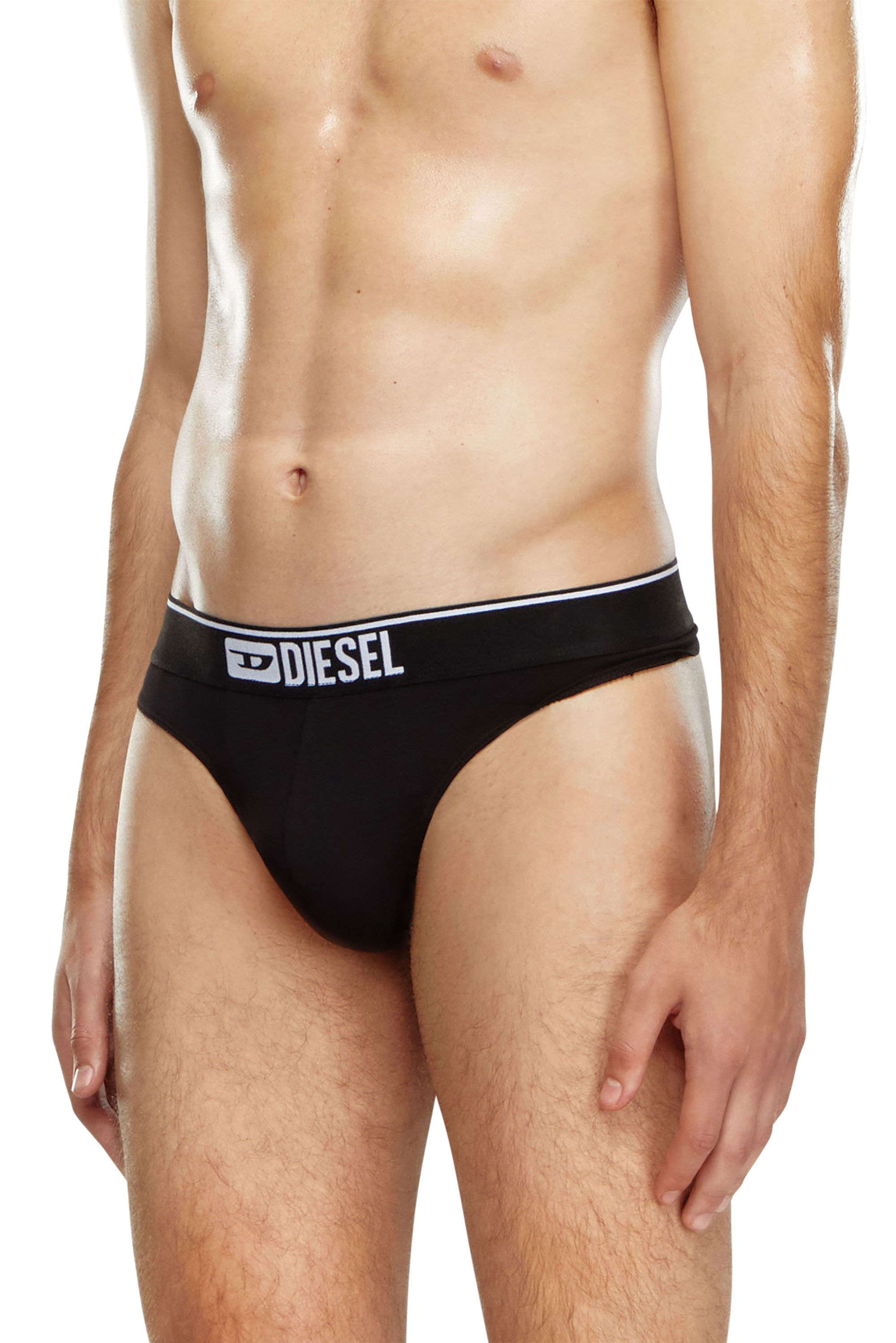 Diesel - UMBR-STRINGTHREEPACK, Man's Three-pack of thongs with logo waist in Black - 3