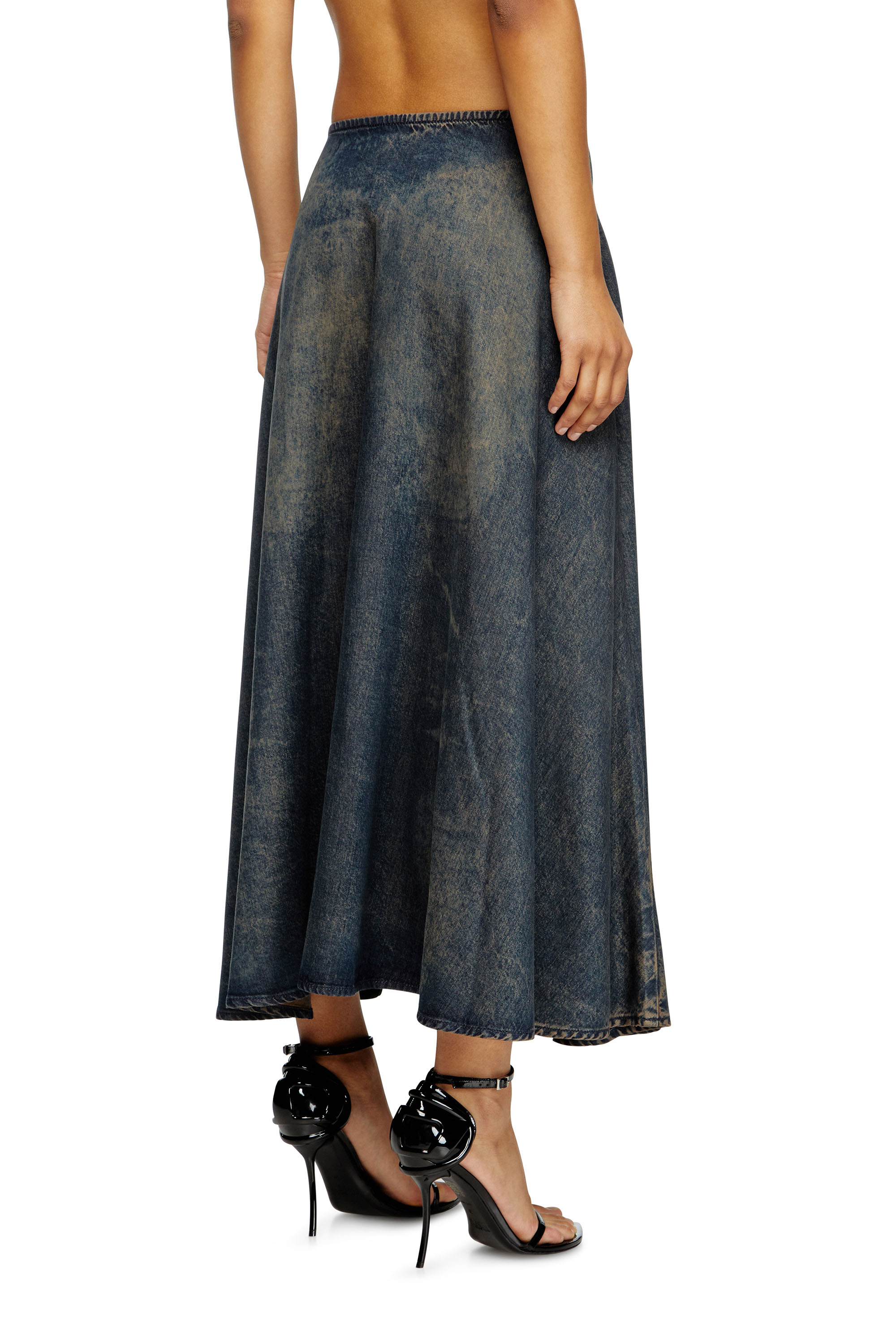 Diesel - DE-ANNIE-S, Woman's Full skirt in fluid dirt-effect denim in null - 4