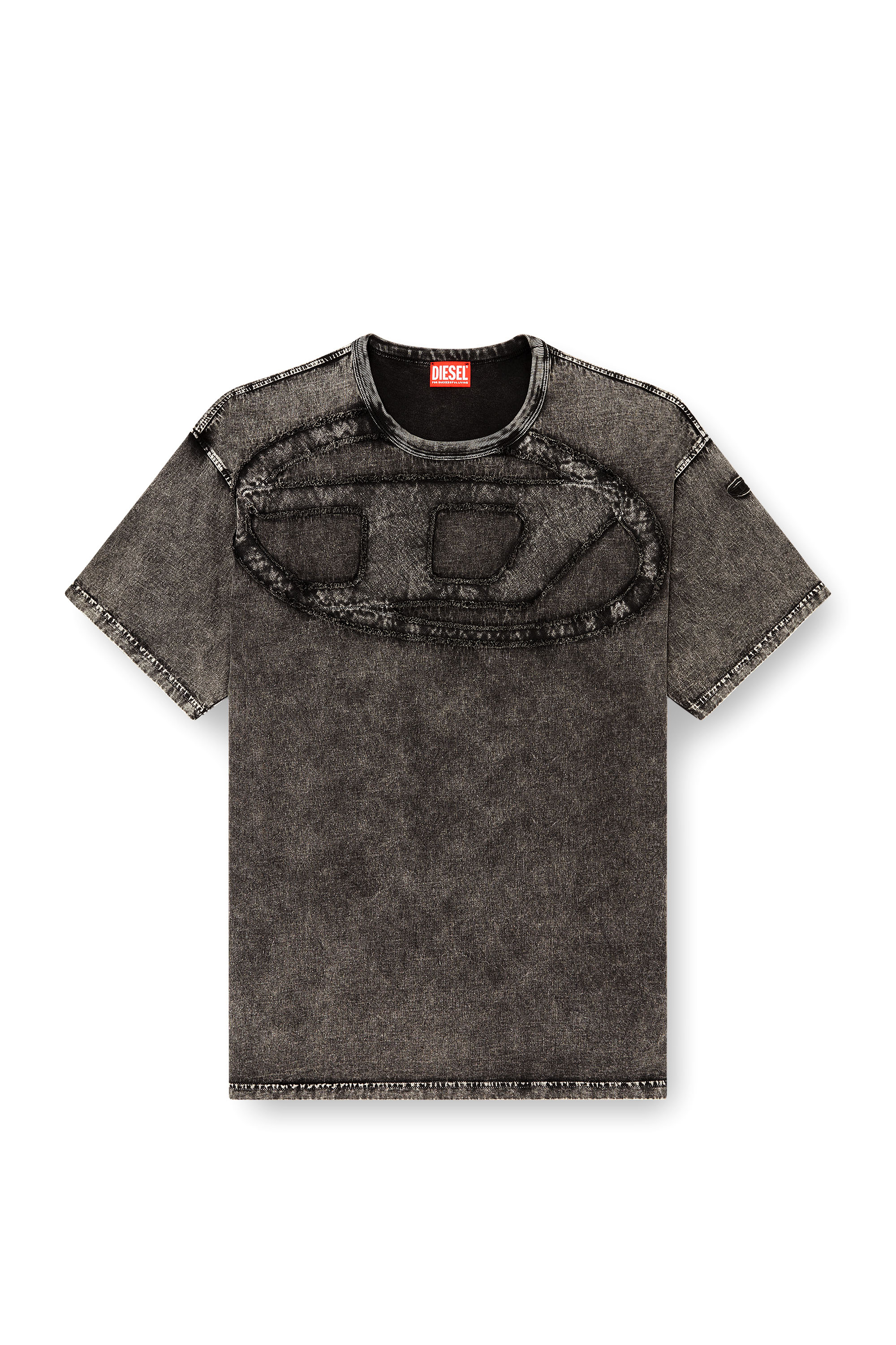 Diesel - T-BOXT-DEN, Man's Relaxed cotton T-shirt with Oval D applique in Black - 3